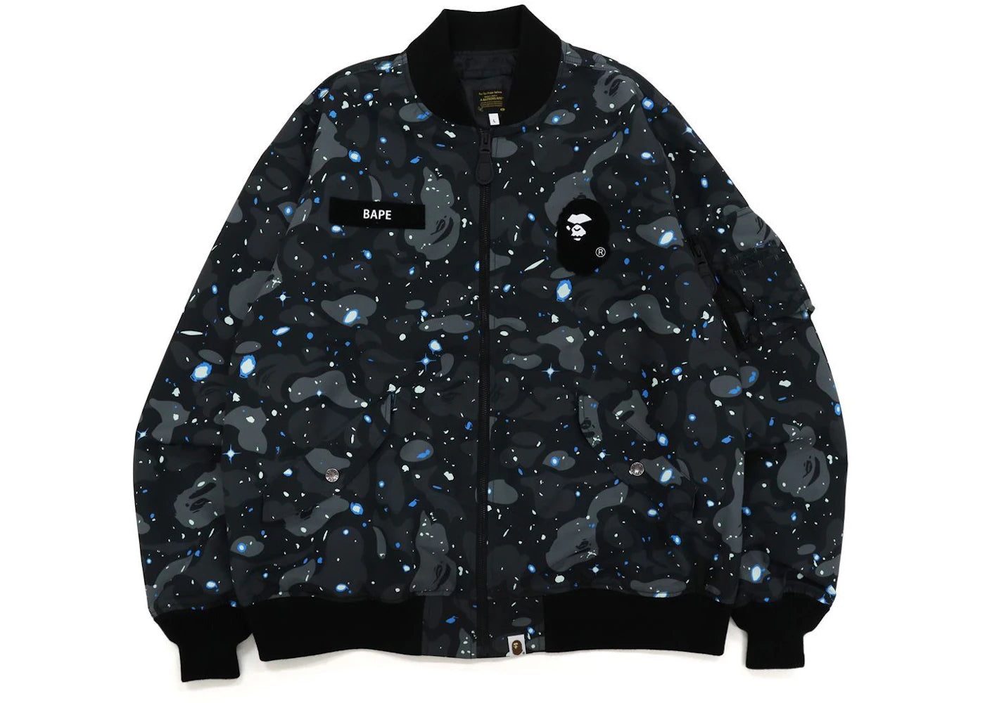 BAPE Space Camo Loose Fit MA-1 Jacket Black