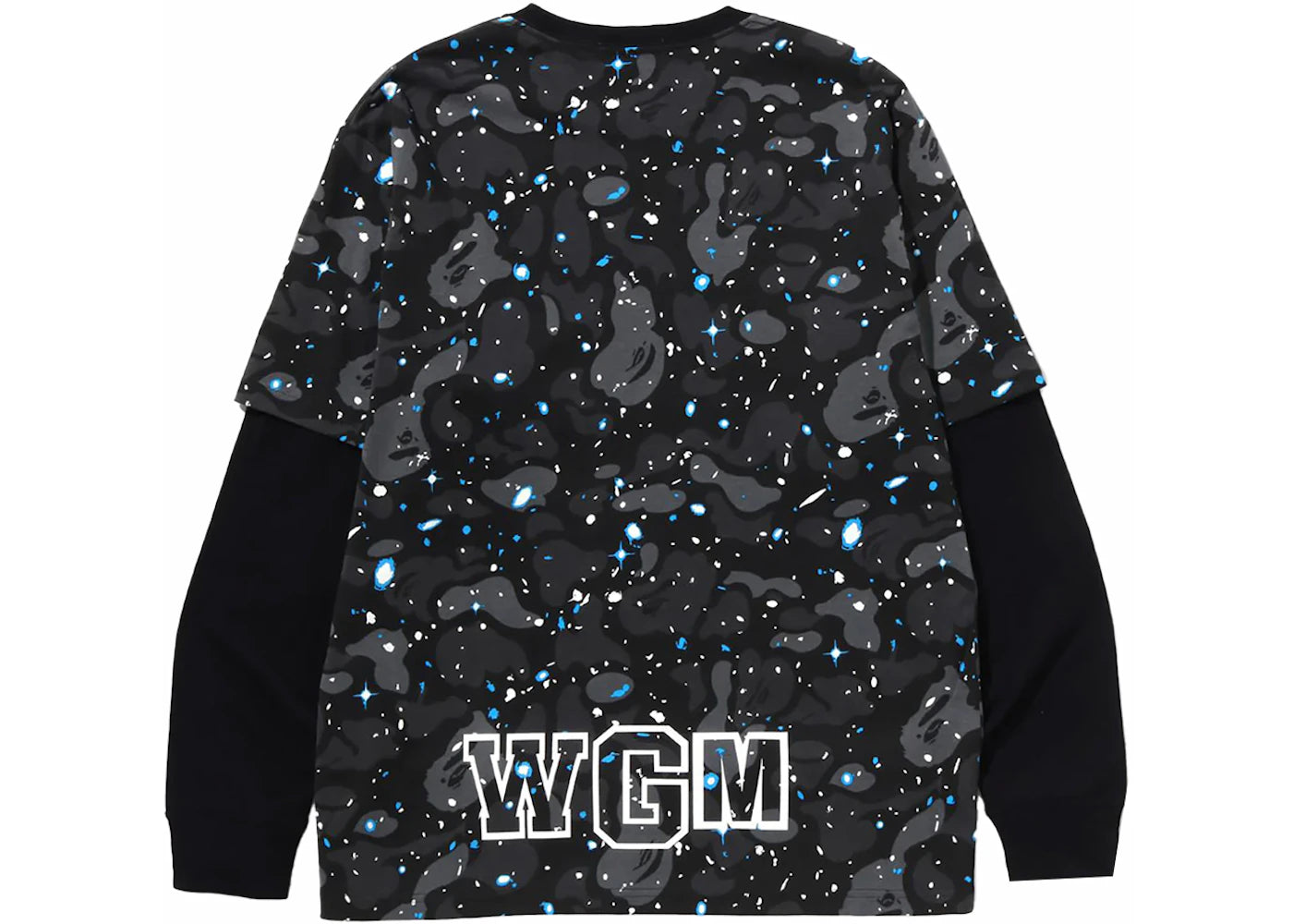 BAPE Space Camo Shark Layered Long Sleeve Tee Black