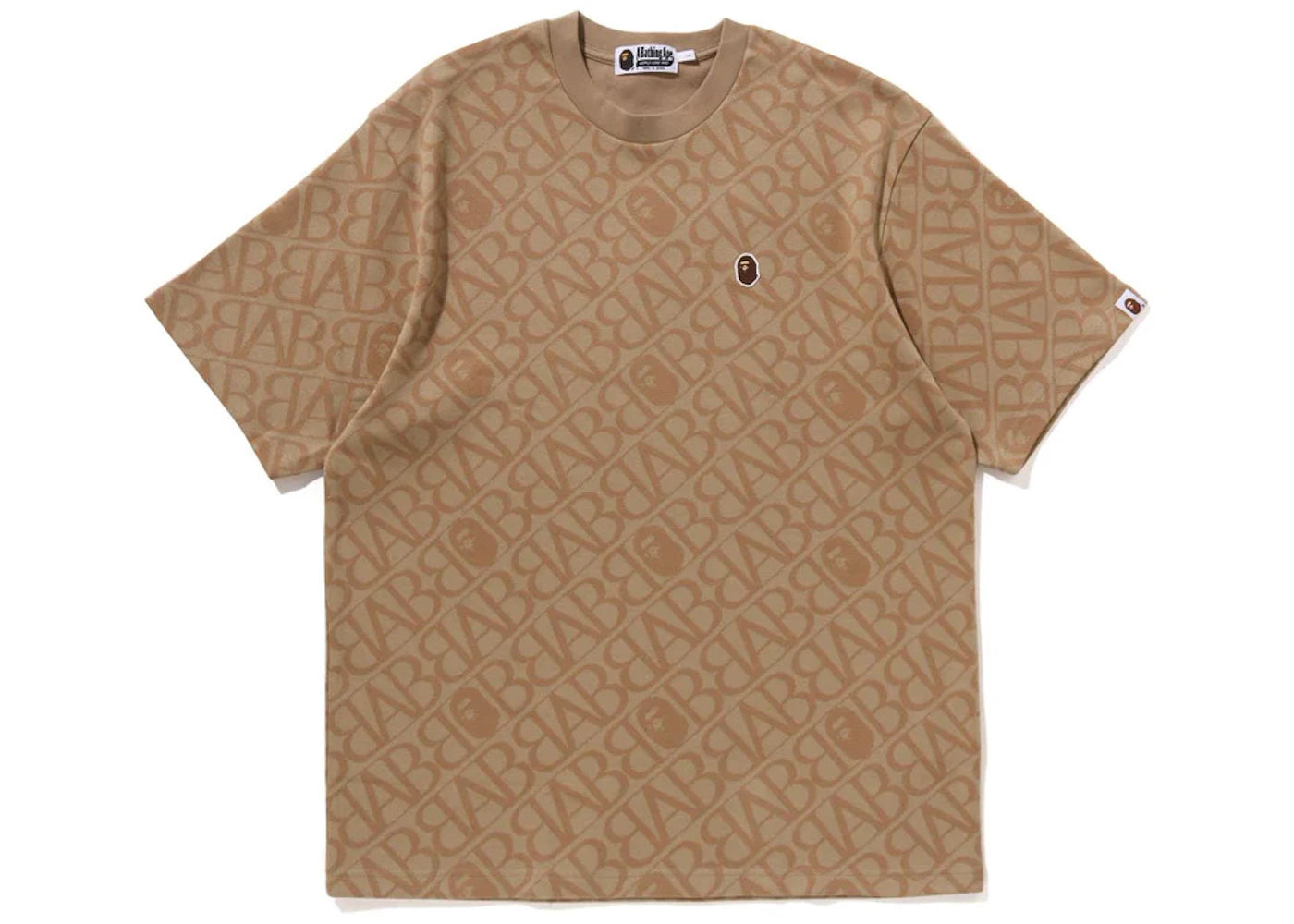 BAPE Sport Monogram Ape Head One Point Tee Beige