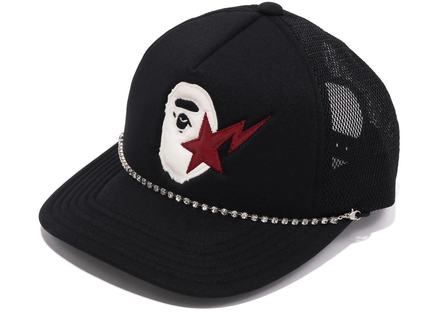 BAPE Sta Ape Head Leather Patched Mesh Cap Black