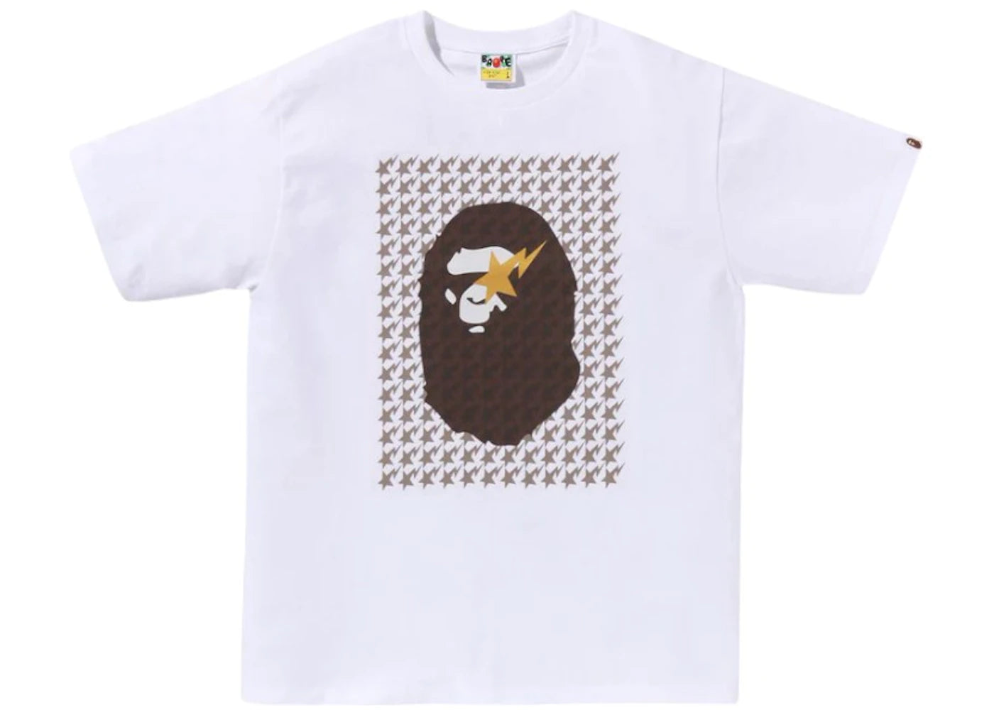 BAPE Sta Houndstooth Ape Head Tee White/Brown