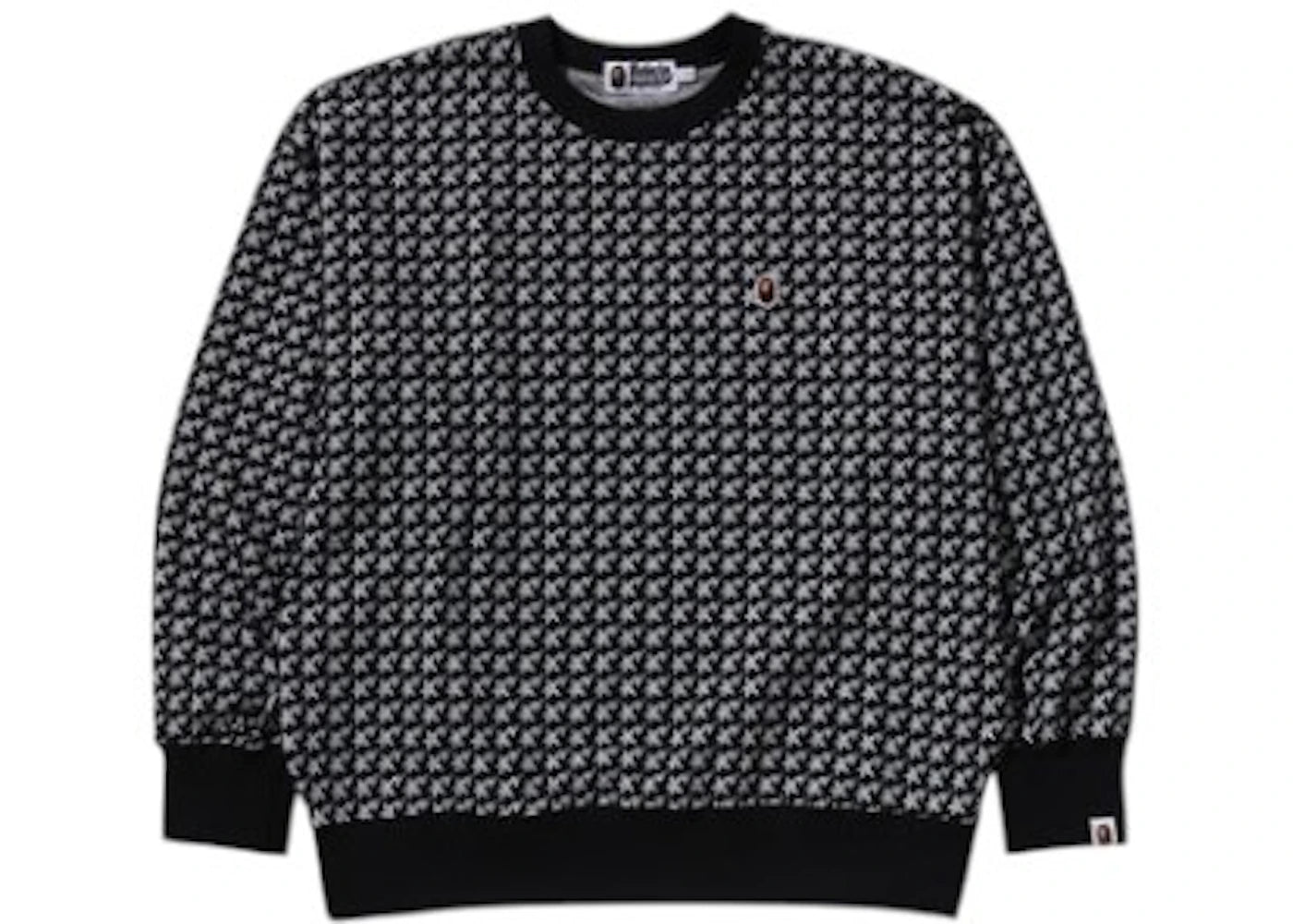 BAPE Sta Houndstooth Jacquard Relaxed Fit Crewneck Sweatshirt Black