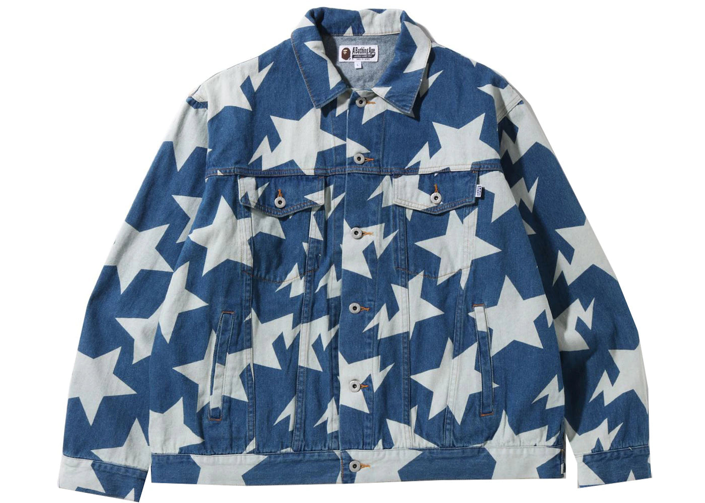 BAPE Sta Pattern Loose Fit Denim Jacket Indigo