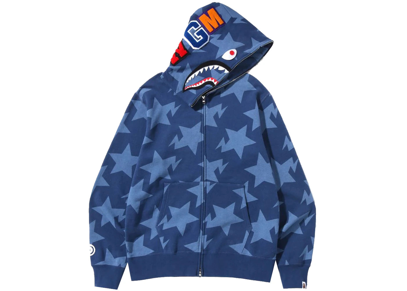 BAPE Sta Pattern Shark Full Zip Hoodie Indigo