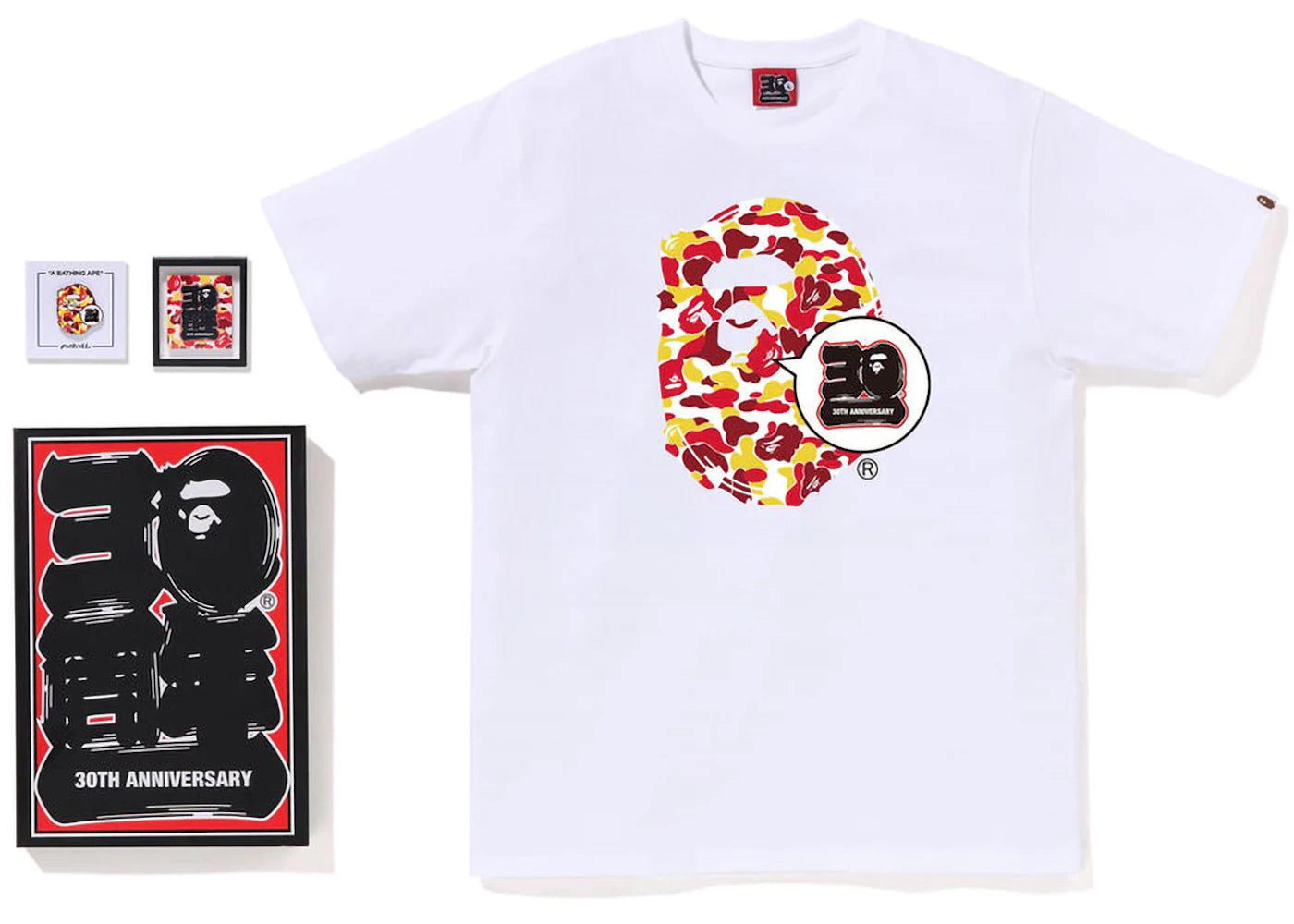 BAPE Store Beijing Bape 30th Anniversary Ape Head Tee Set White