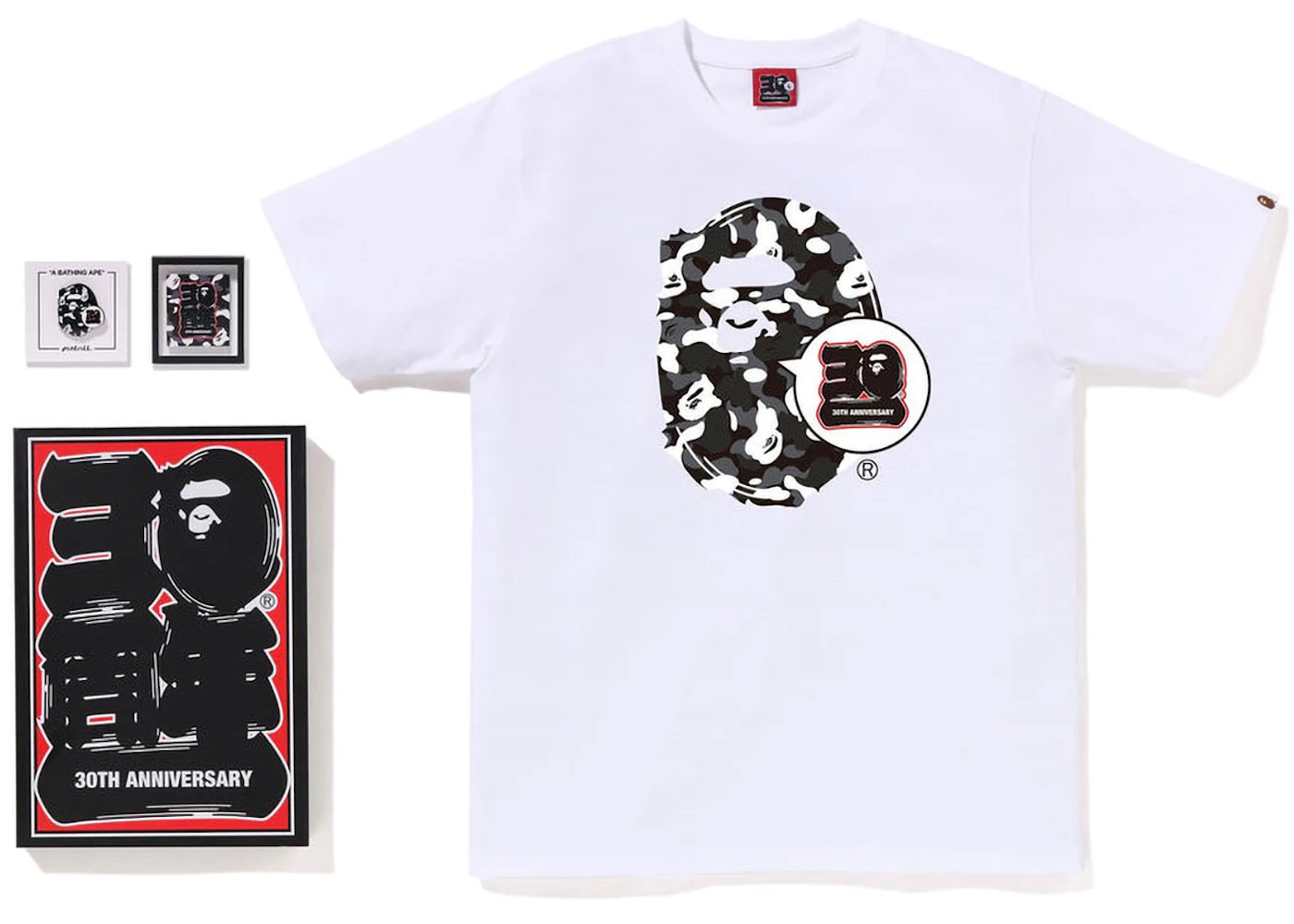 BAPE Store DSMG Bape 30th Anniversary Ape Head Tee Set White