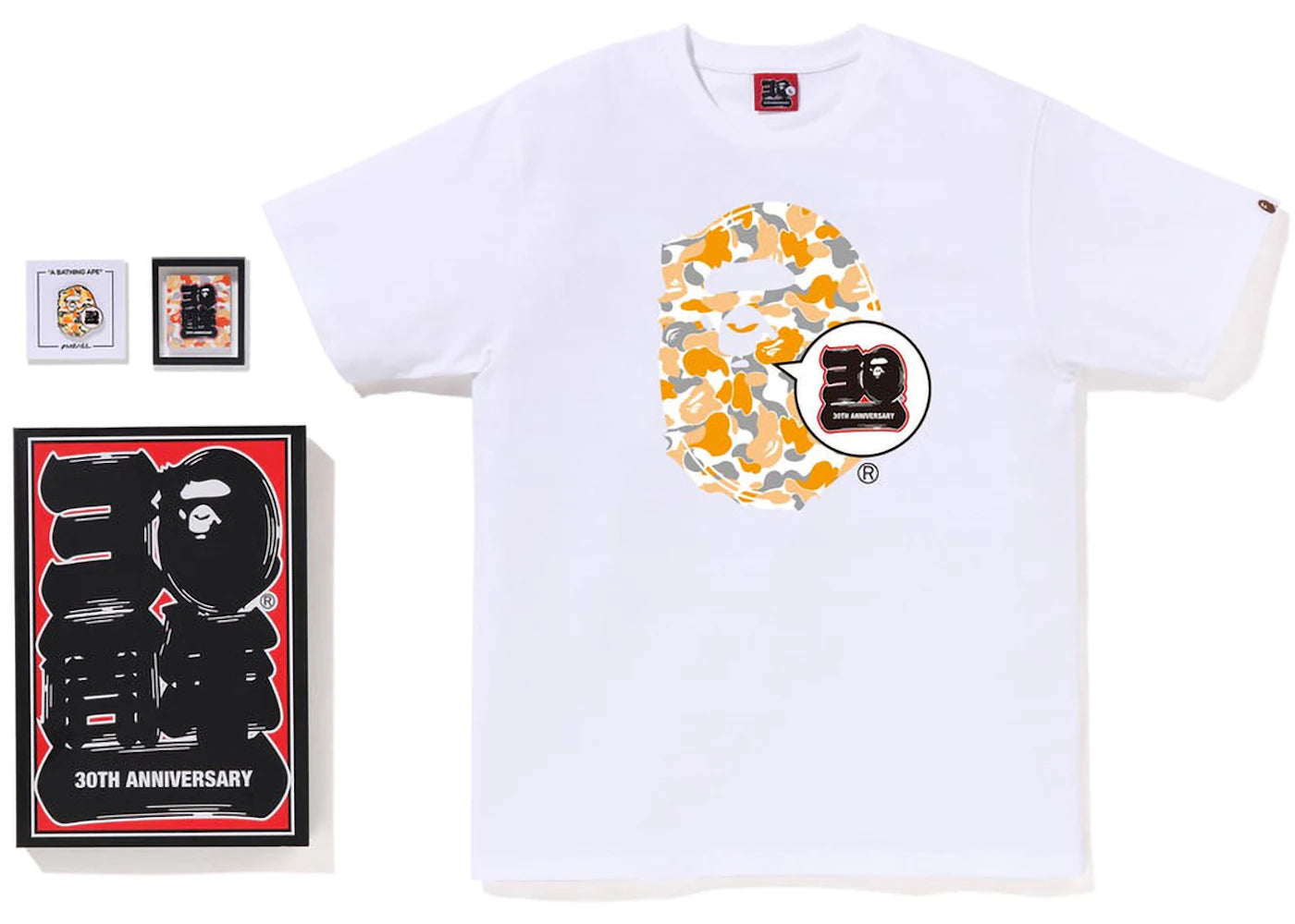 BAPE Store Fukuoka Bape 30th Anniversary Ape Head Tee Set White