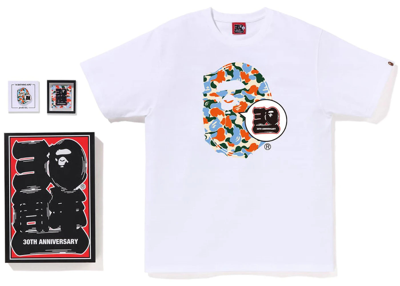 BAPE Store Indonesia Bape 30th Anniversary Ape Head Tee Set White