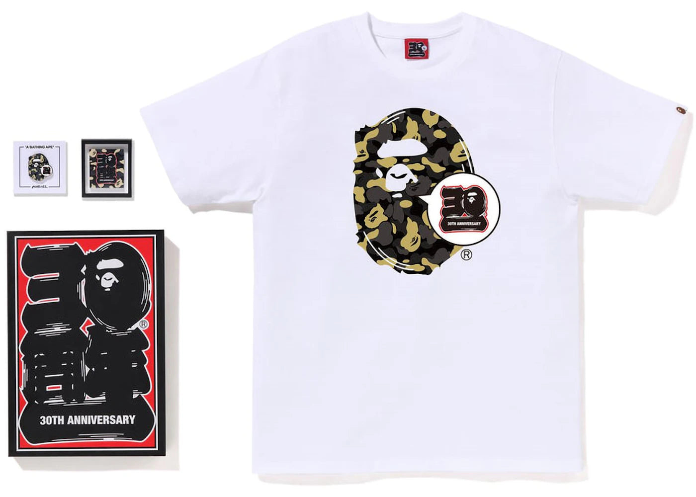 BAPE Store Madison Avenue Bape 30th Anniversary Ape Head Tee Set White