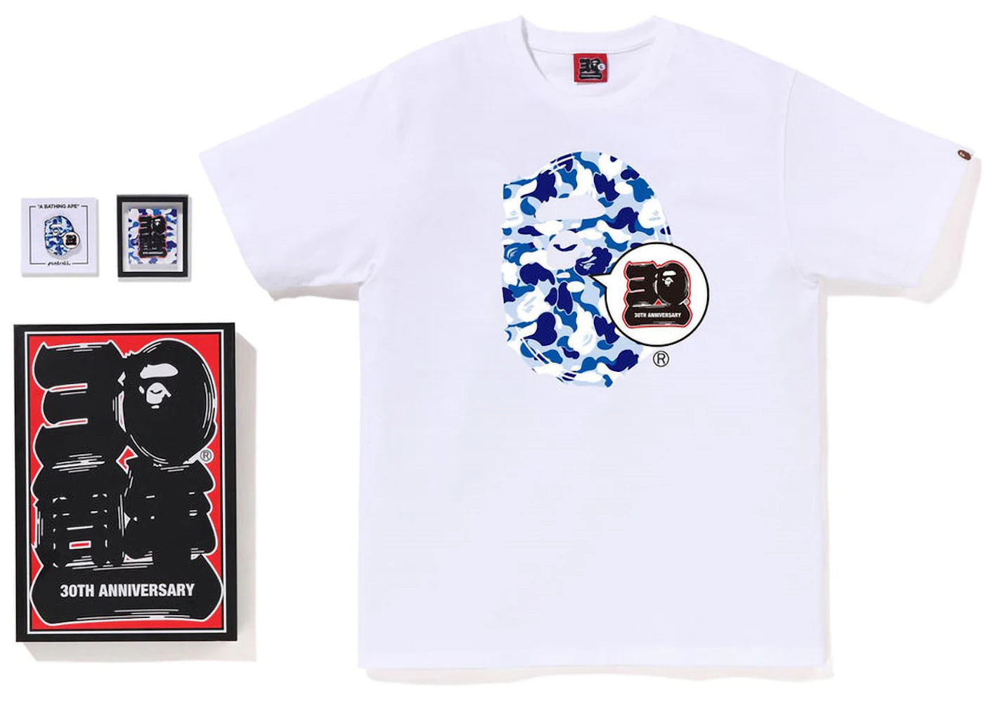 BAPE Store Nagoya Bape 30th Anniversary Ape Head Tee Set White