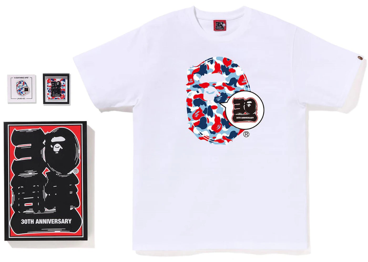 BAPE Store Paris Bape 30th Anniversary Ape Head Tee Set White