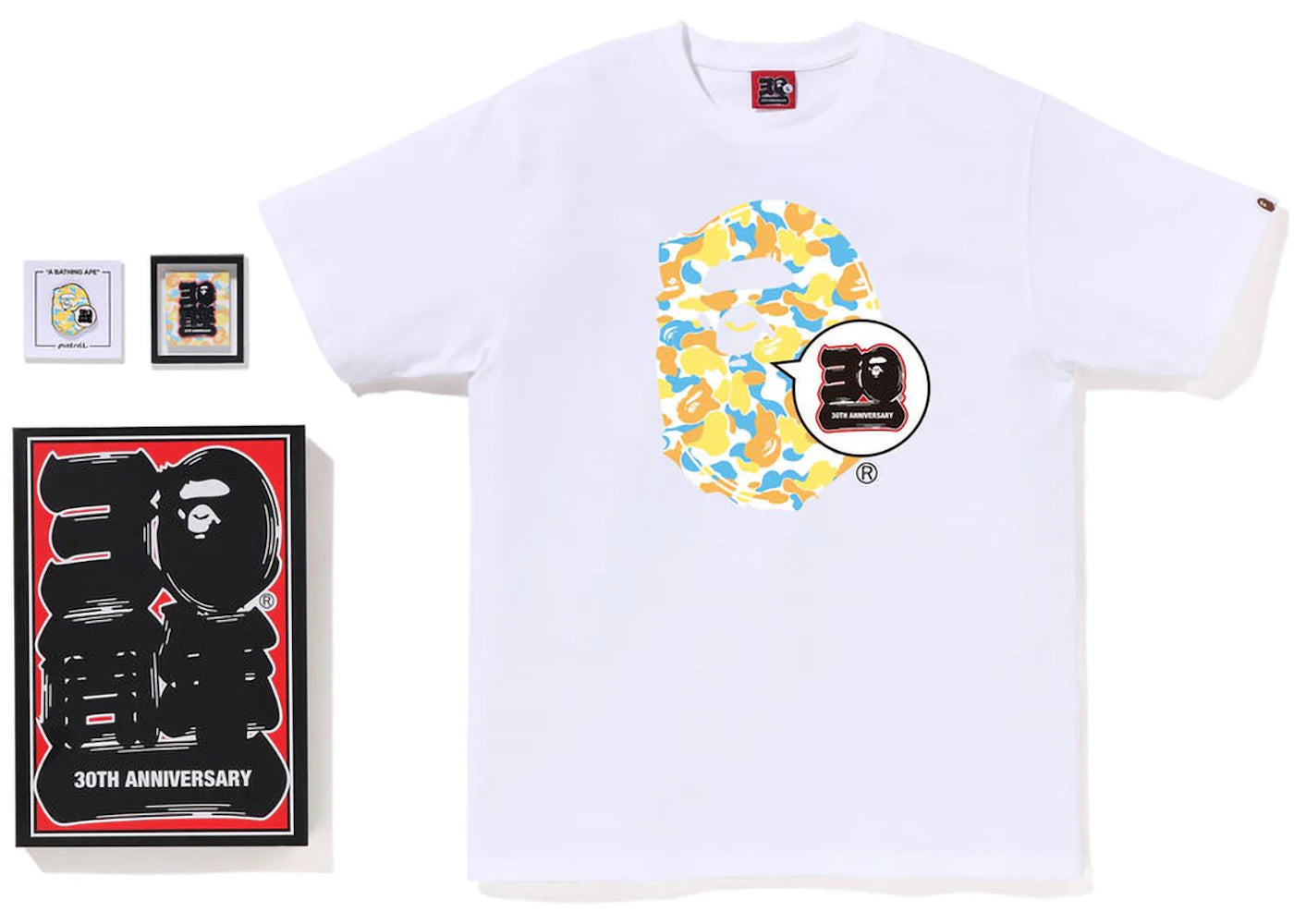 BAPE Store Sapporo Bape 30th Anniversary Ape Head Tee Set White