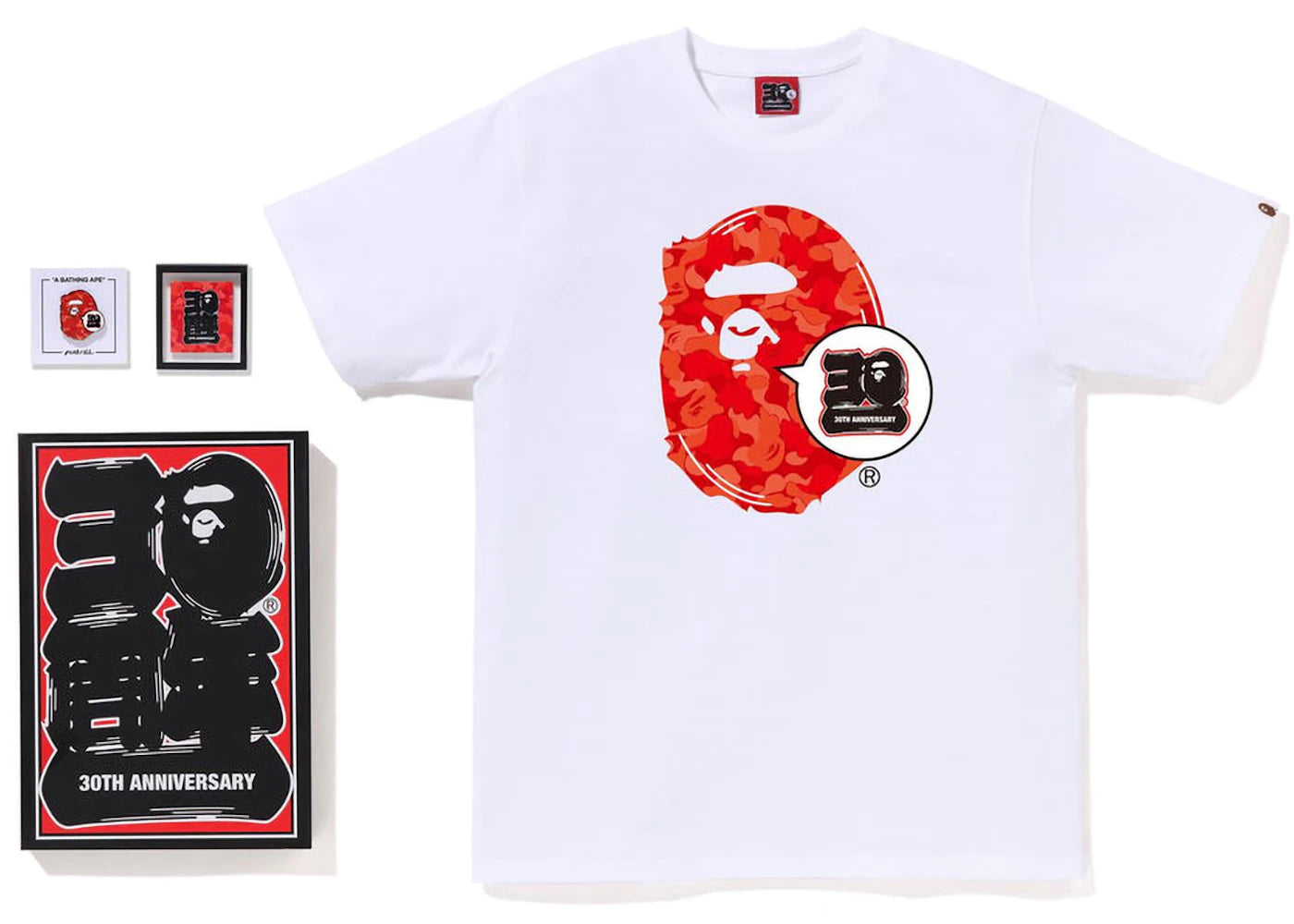 BAPE Store Seoul Bape 30th Anniversary Ape Head Tee Set White