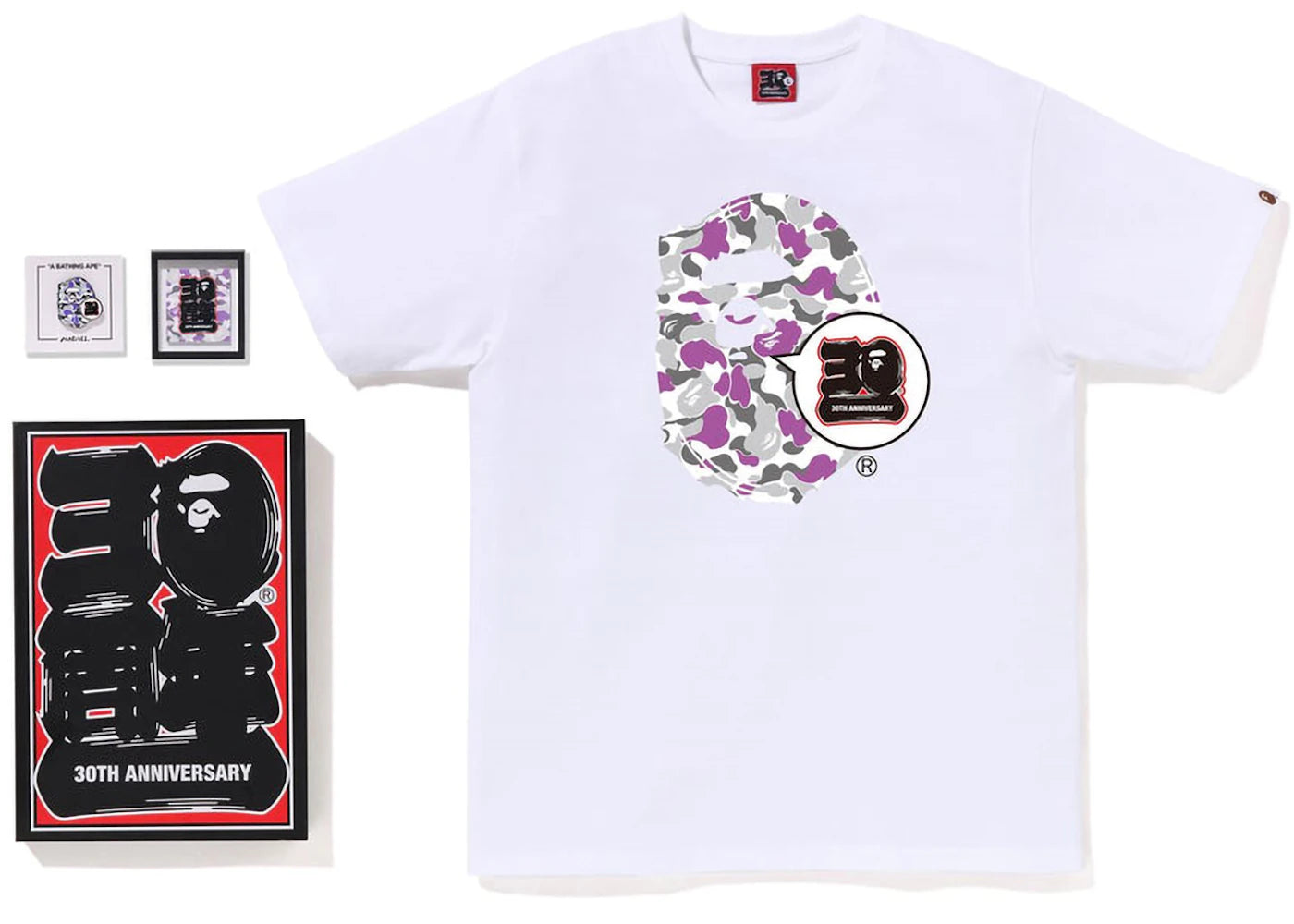 BAPE Store Soho Bape 30th Anniversary Ape Head Tee Set White