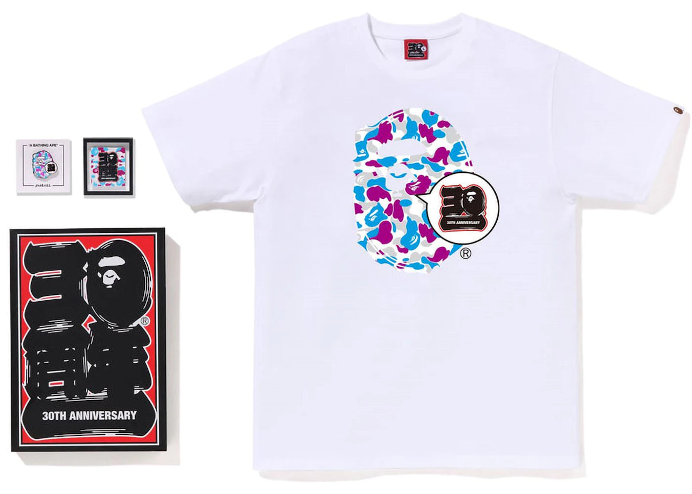 BAPE Store Yokohama Bape 30th Anniversary Ape Head Tee Set White