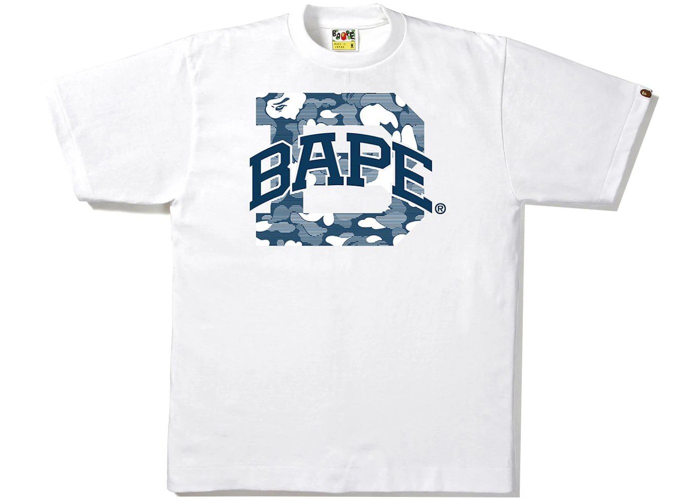 BAPE Stripe ABC Camo Logo Tee White/Navy