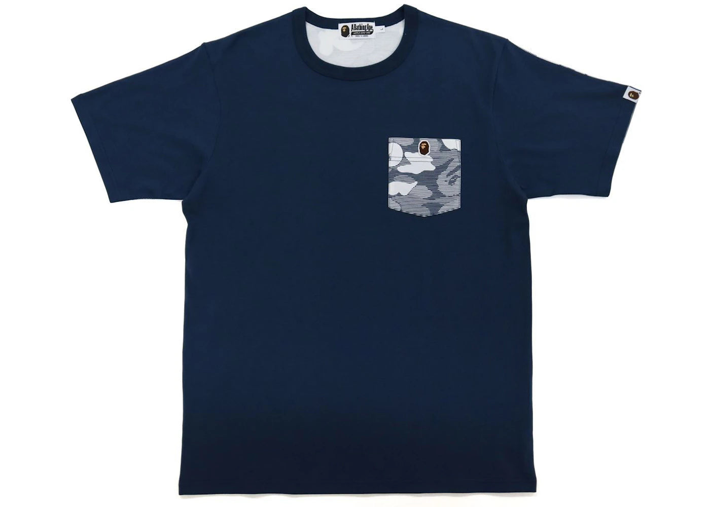 BAPE Stripe ABC Camo Pocket Tee Navy