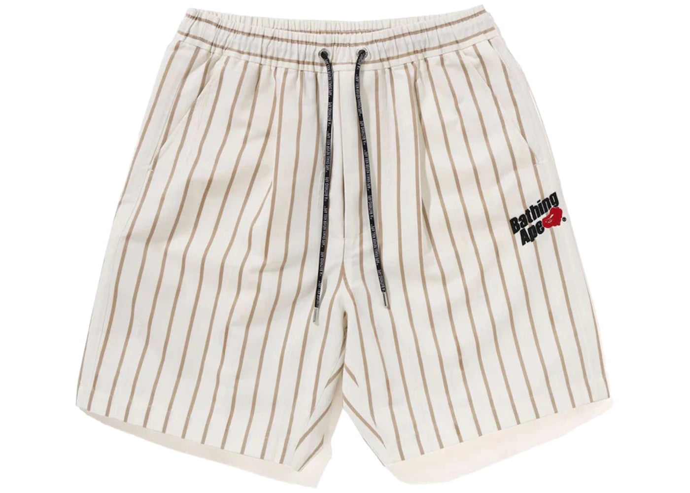 BAPE Stripe Work Shorts Ivory