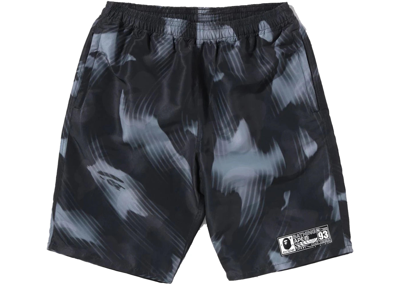 BAPE Stroke Camo Beach Shorts Black