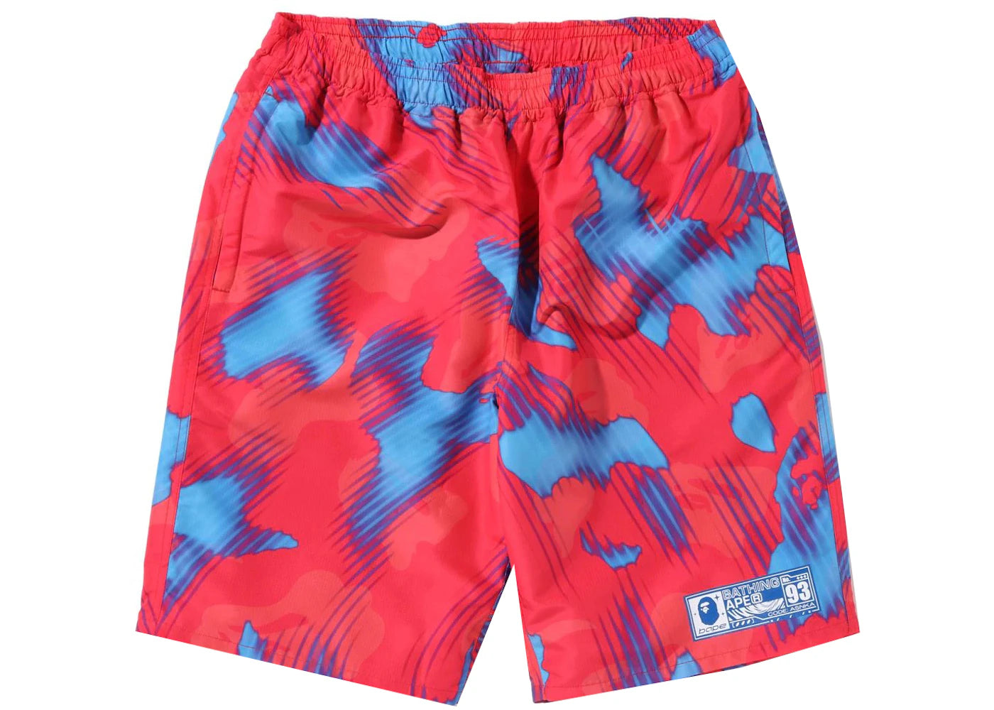 BAPE Stroke Camo Beach Shorts Red