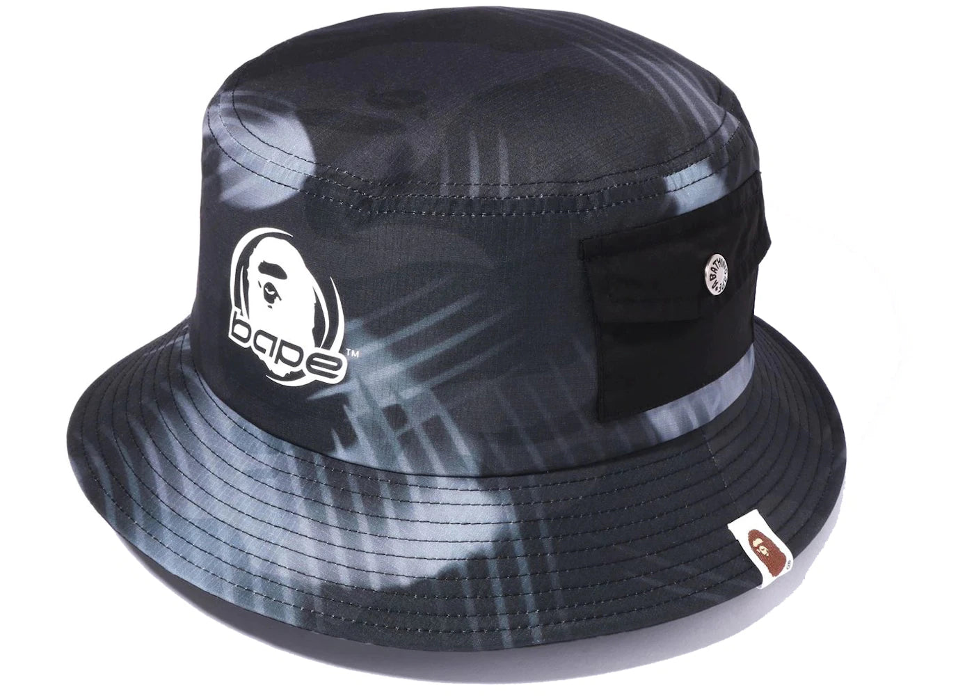 BAPE Stroke Camo Pocket Bucket Hat Black