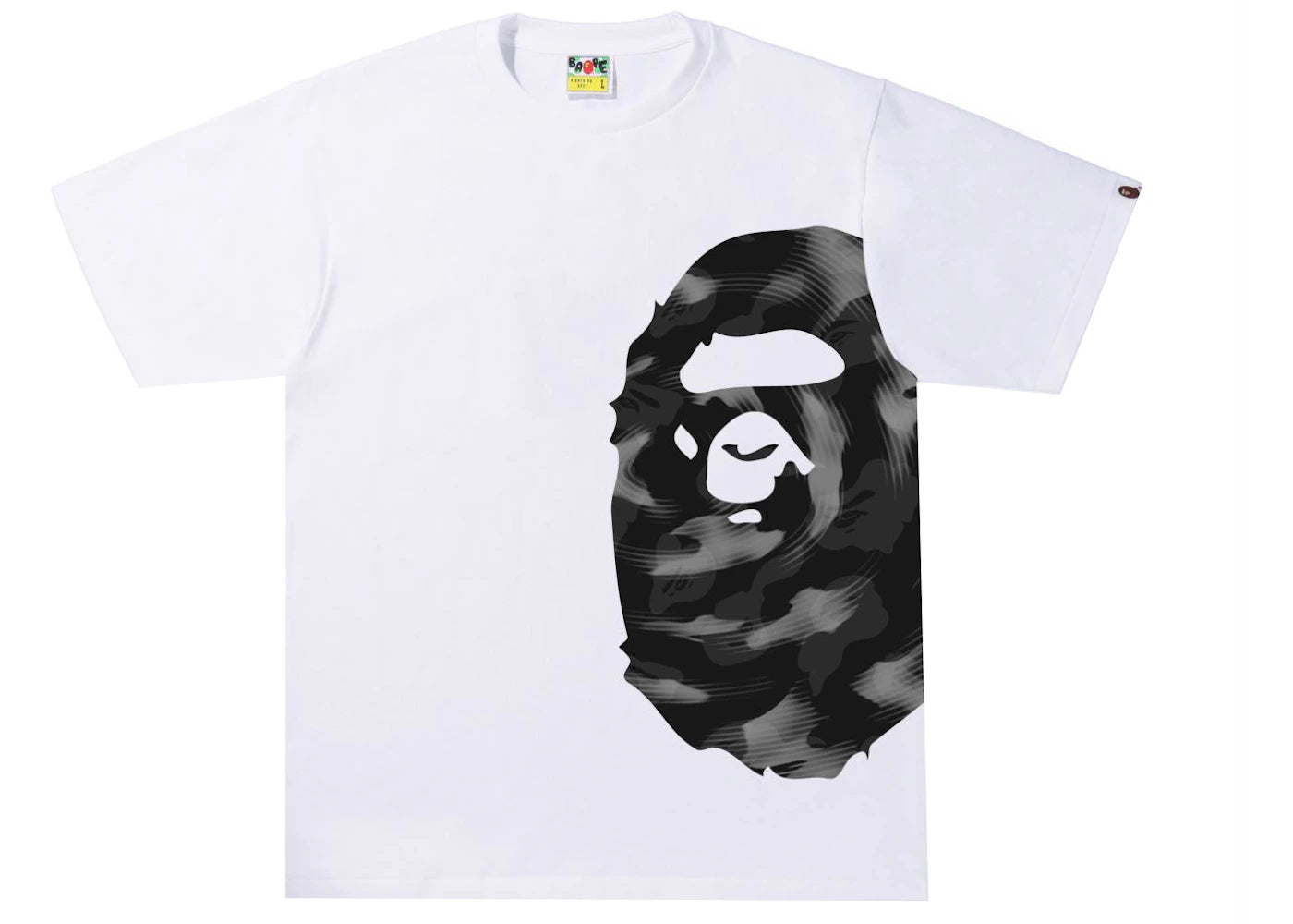 BAPE Stroke Camo Side Big Ape Head Tee White/Black