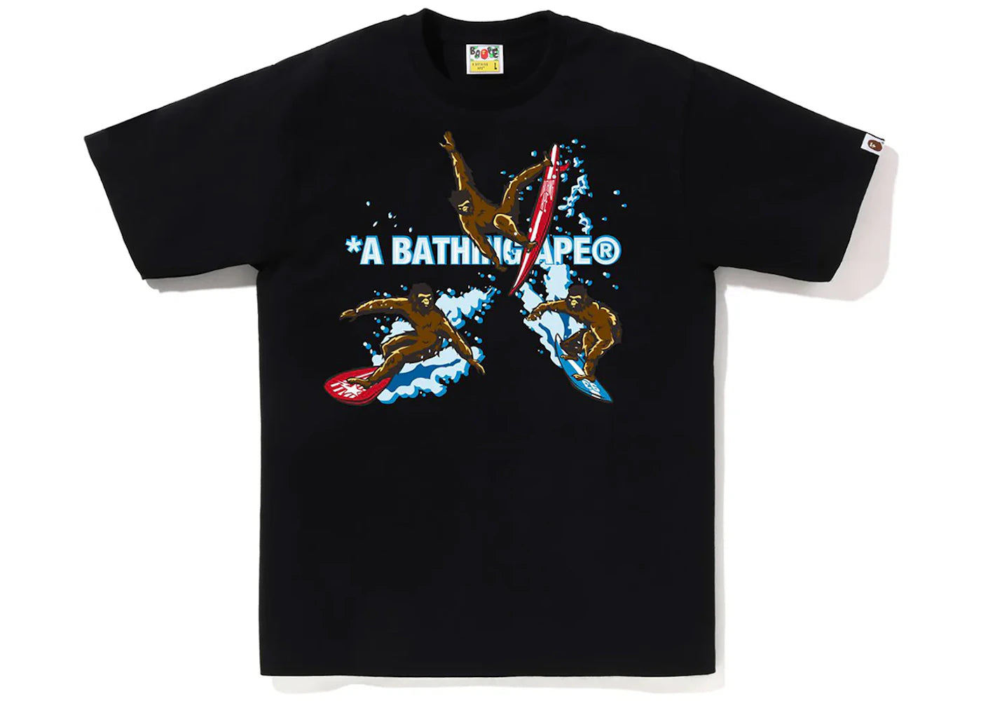 BAPE Surfing Apes Tee Black