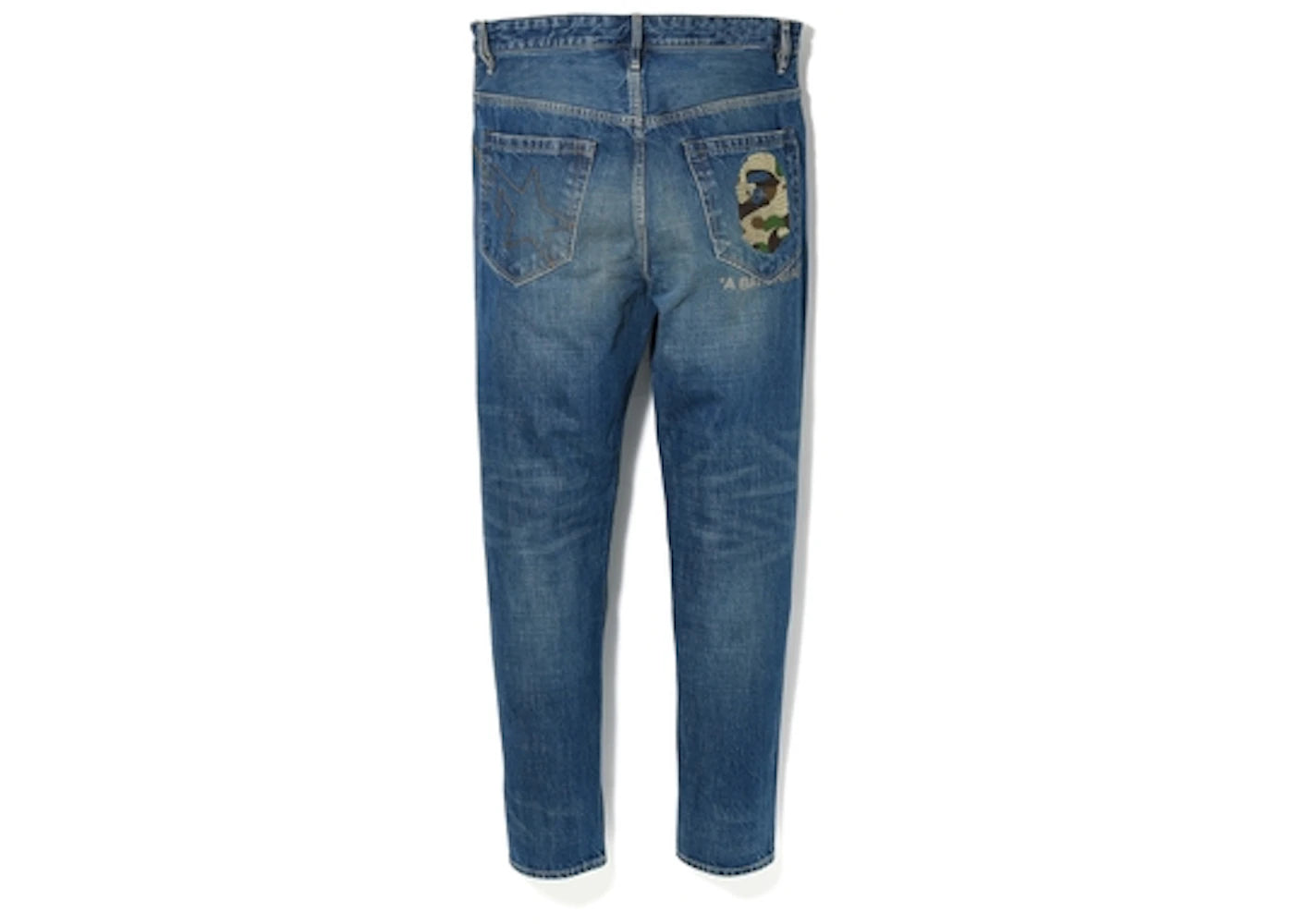 BAPE Taper Ape Head Washed Denim Pants Blue/Indigo