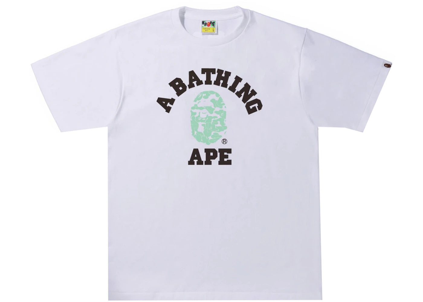 BAPE Text Code Camo College Tee White