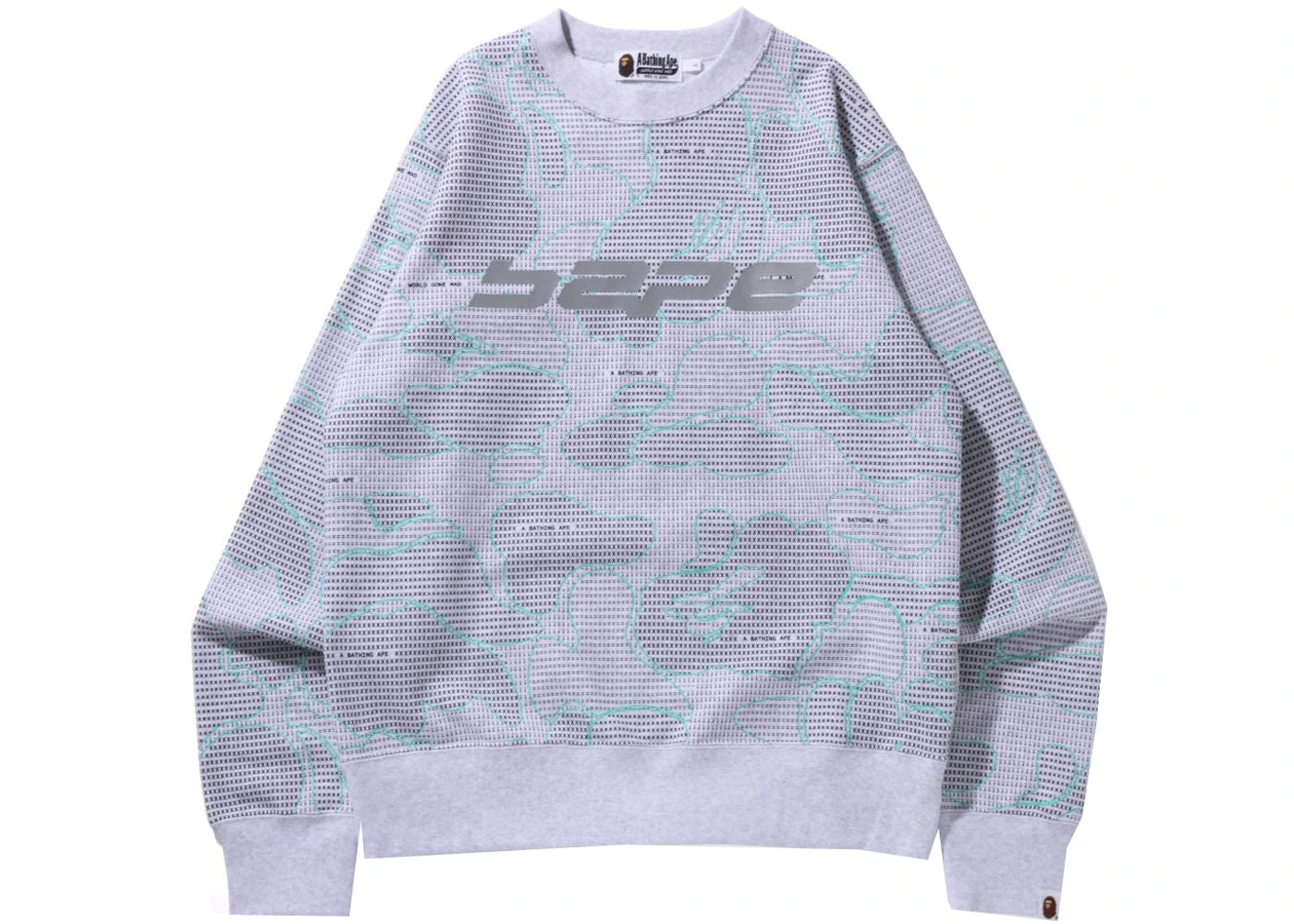 BAPE Text Code Camo Crewneck Gray