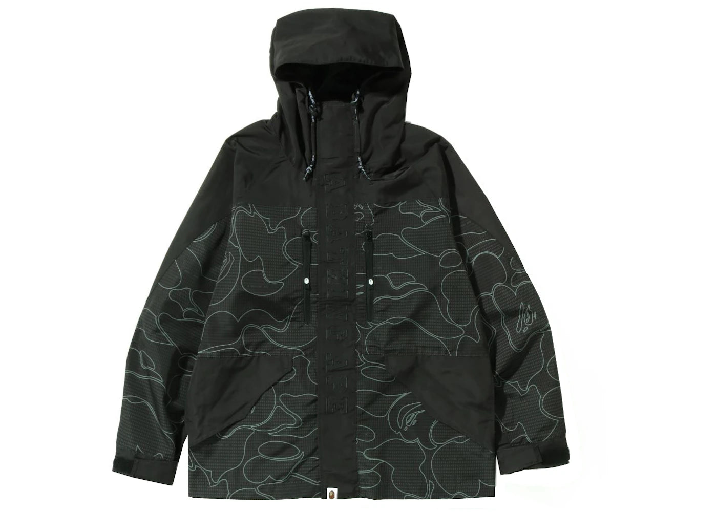 BAPE Text Code Camo Hoodie Jacket Black