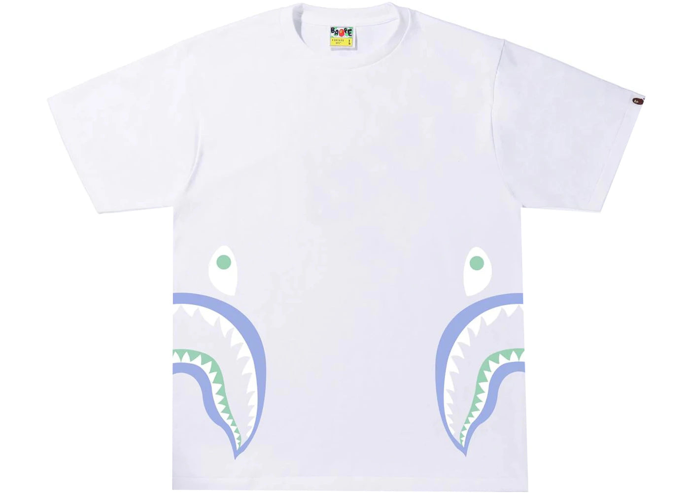 BAPE Text Code Camo Side Shark Tee White