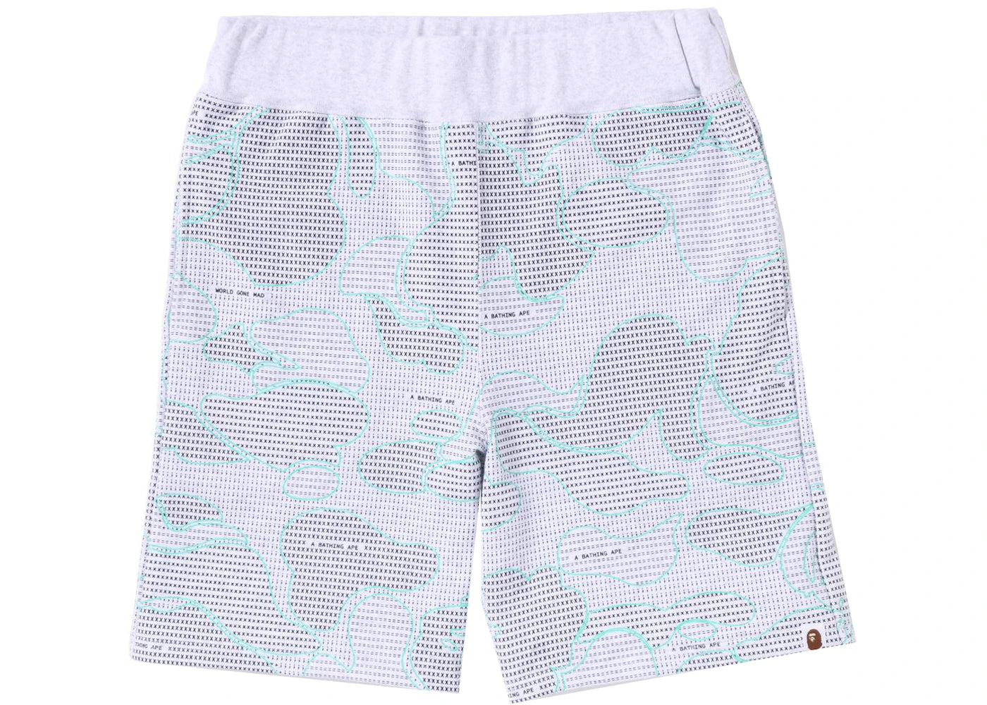 BAPE Text Code Camo Sweat Shorts Gray