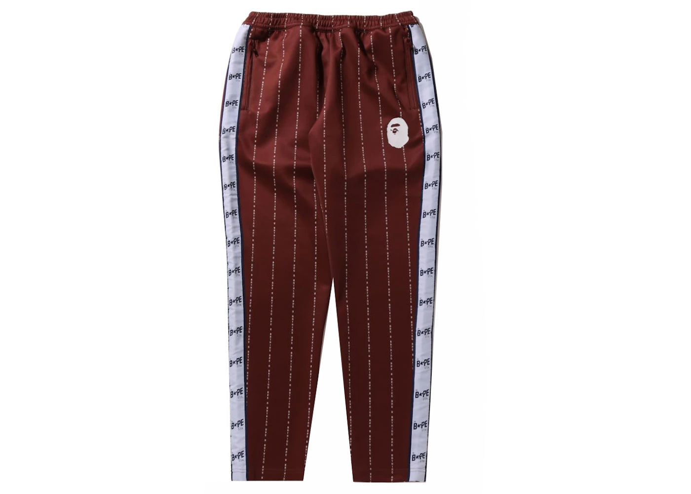 BAPE Text Stripe Jersey Pants Brown