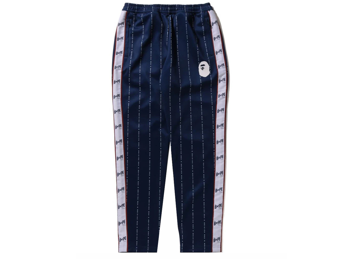 BAPE Text Stripe Jersey Pants Navy