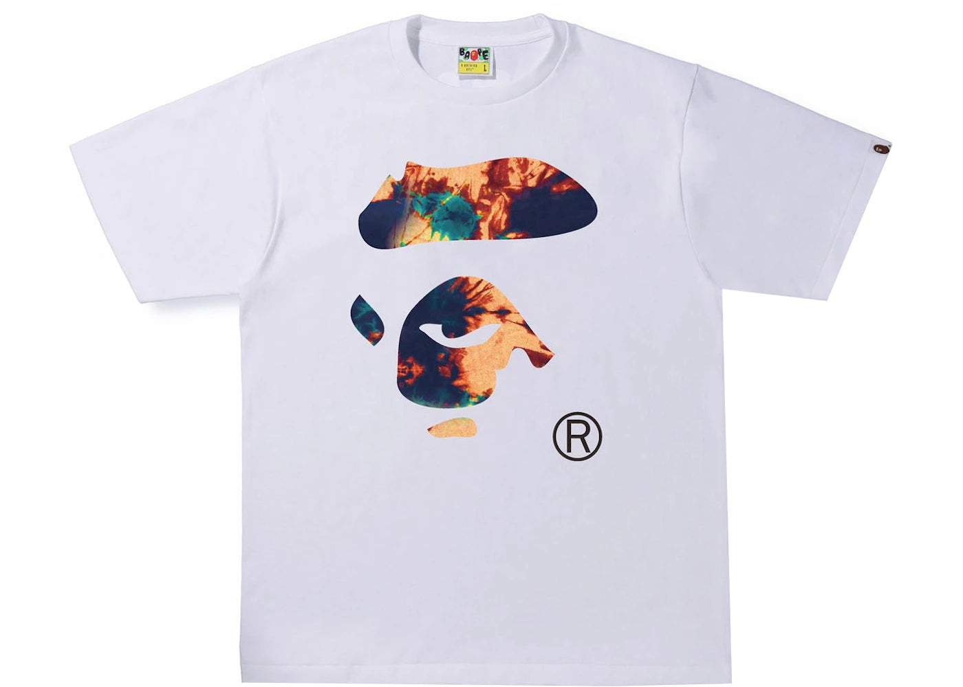 BAPE Tie Dye Ape Face Tee White/Navy