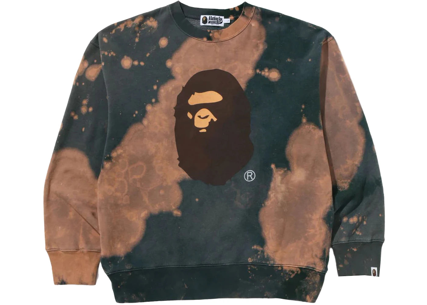 BAPE Tie Dye Ape Head Relaxed Fit Crewneck Sweatshirt Beige