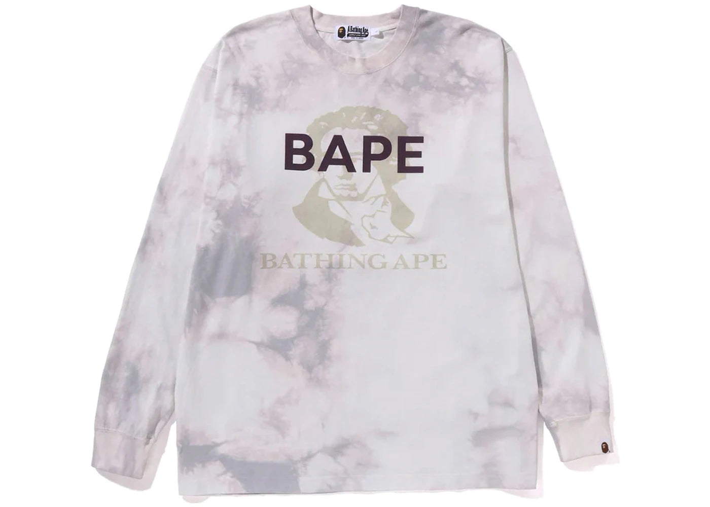 BAPE Tie Dye Bathing Ape L/S Tee White