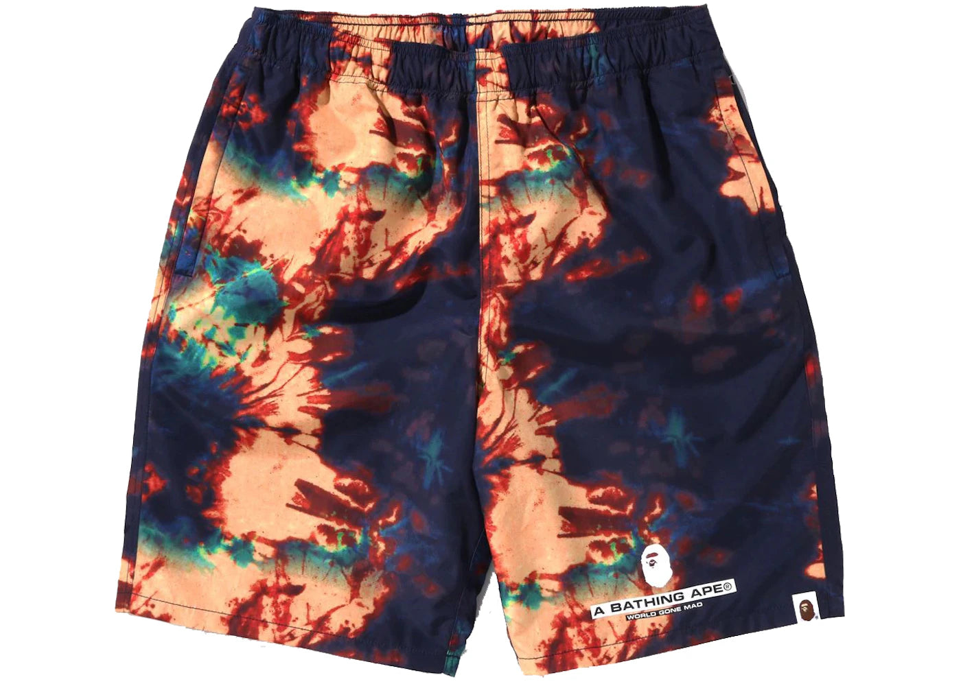 BAPE Tie Dye Beach Shorts Navy