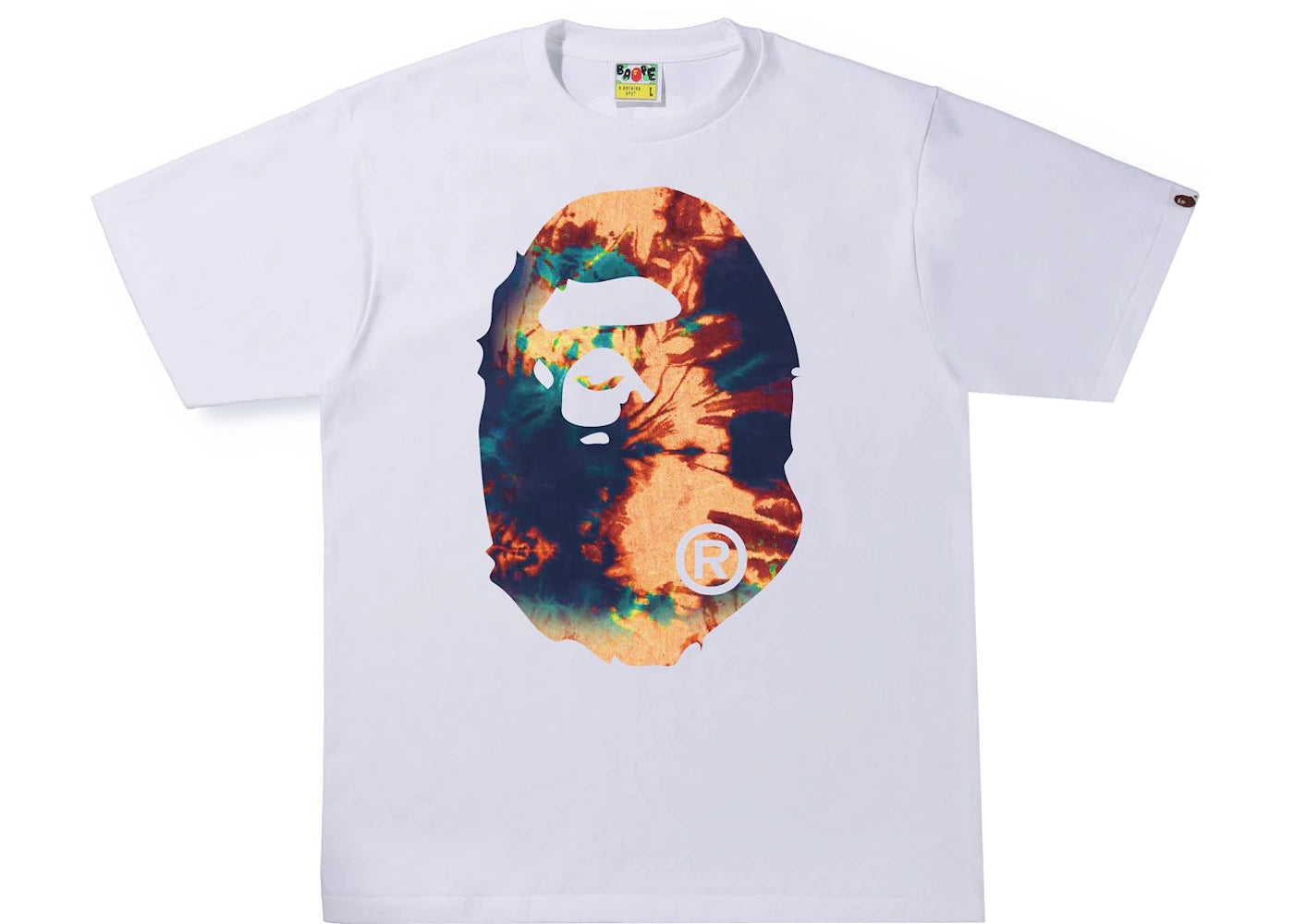 BAPE Tie Dye Big Ape Head Tee White/Navy