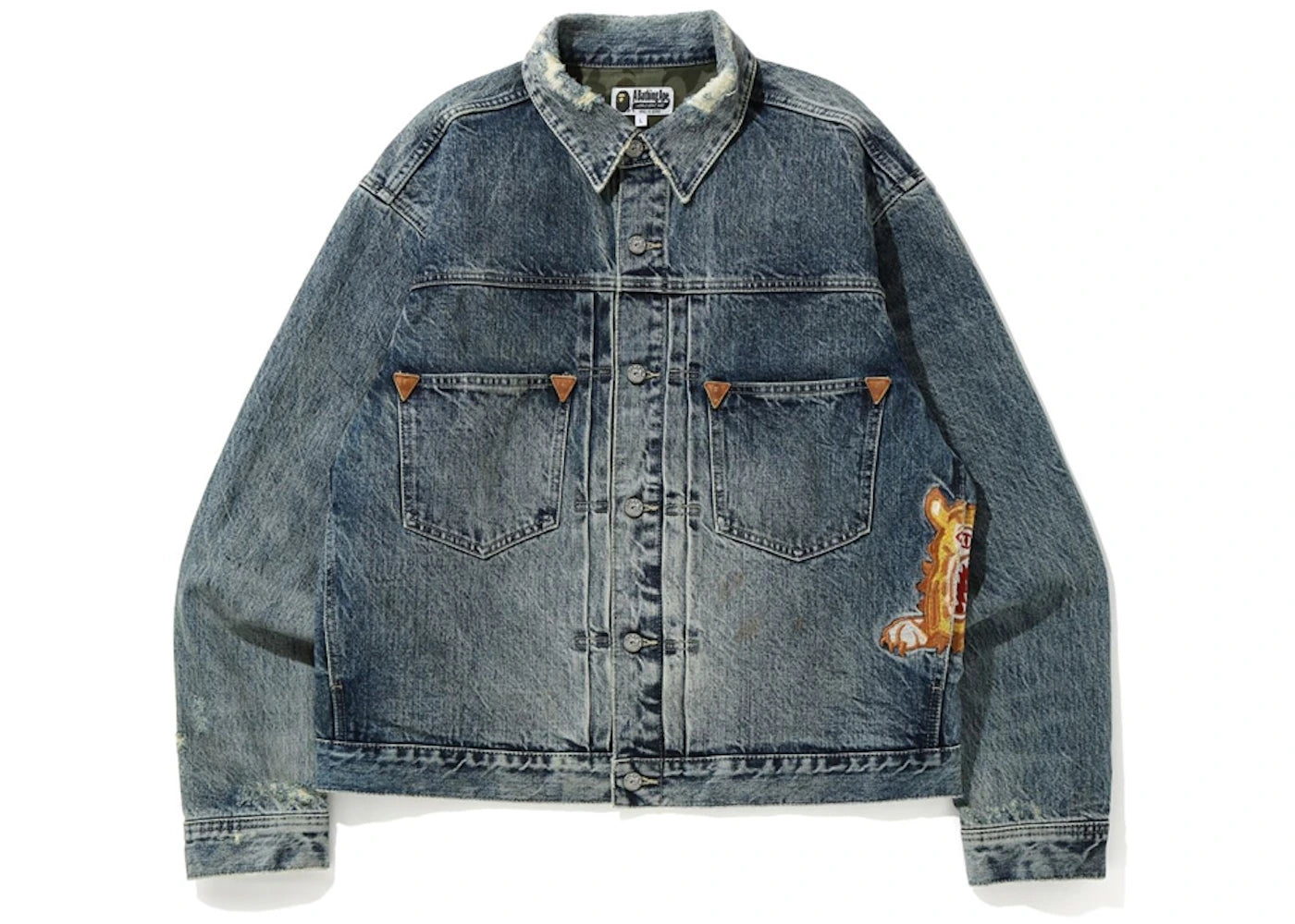 BAPE Tiger Heavy Wash Miner Denim Jacket Indigo
