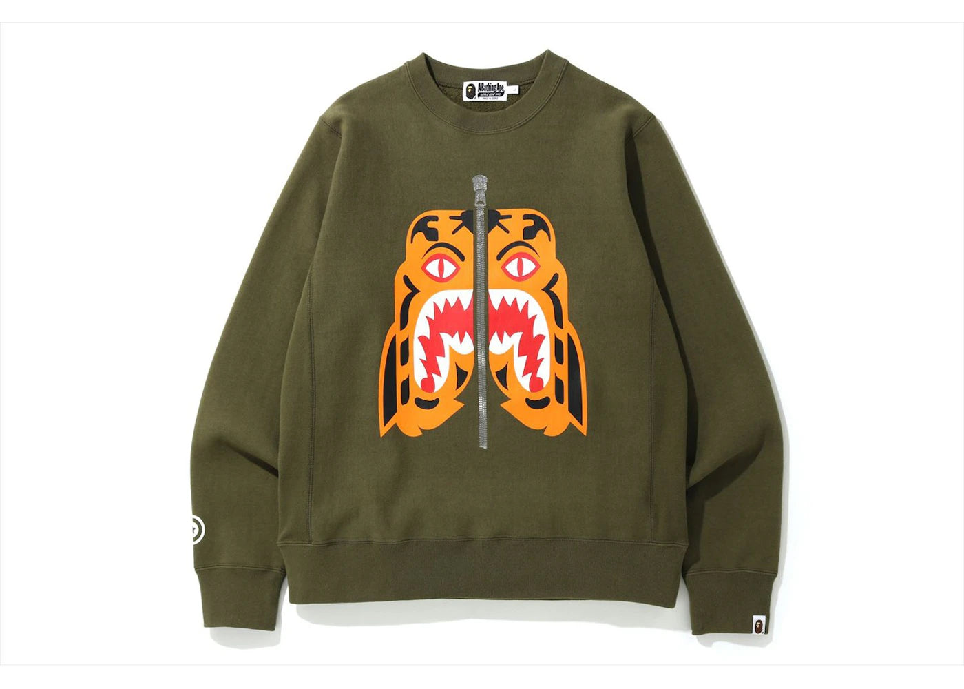 BAPE Tiger Heavy Weight Crewneck (FW19) Olive