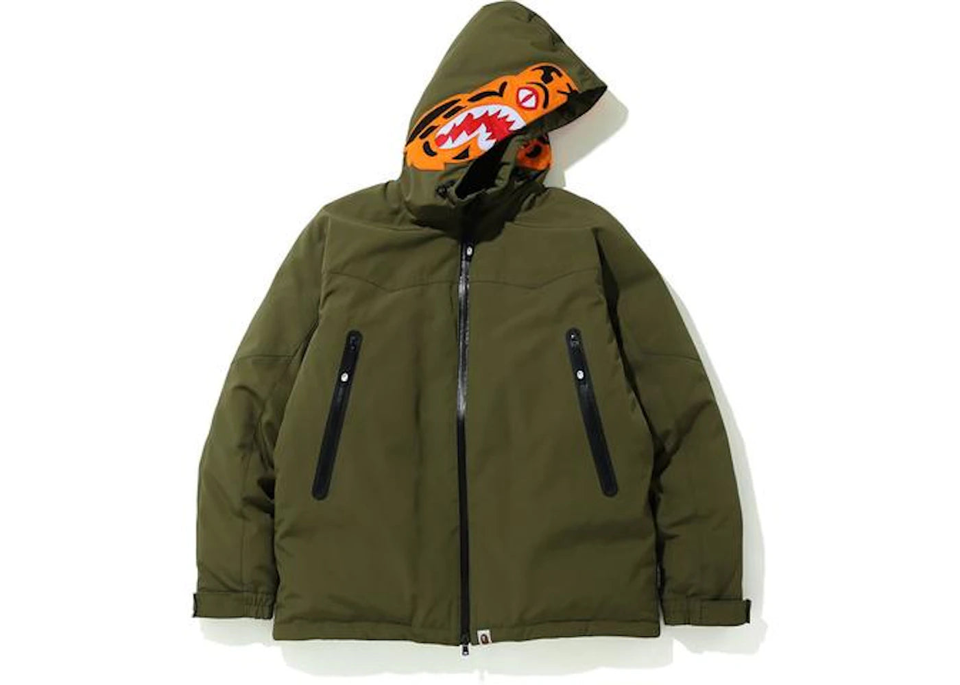 BAPE Tiger Hoodie Down Jacket Olivedrab