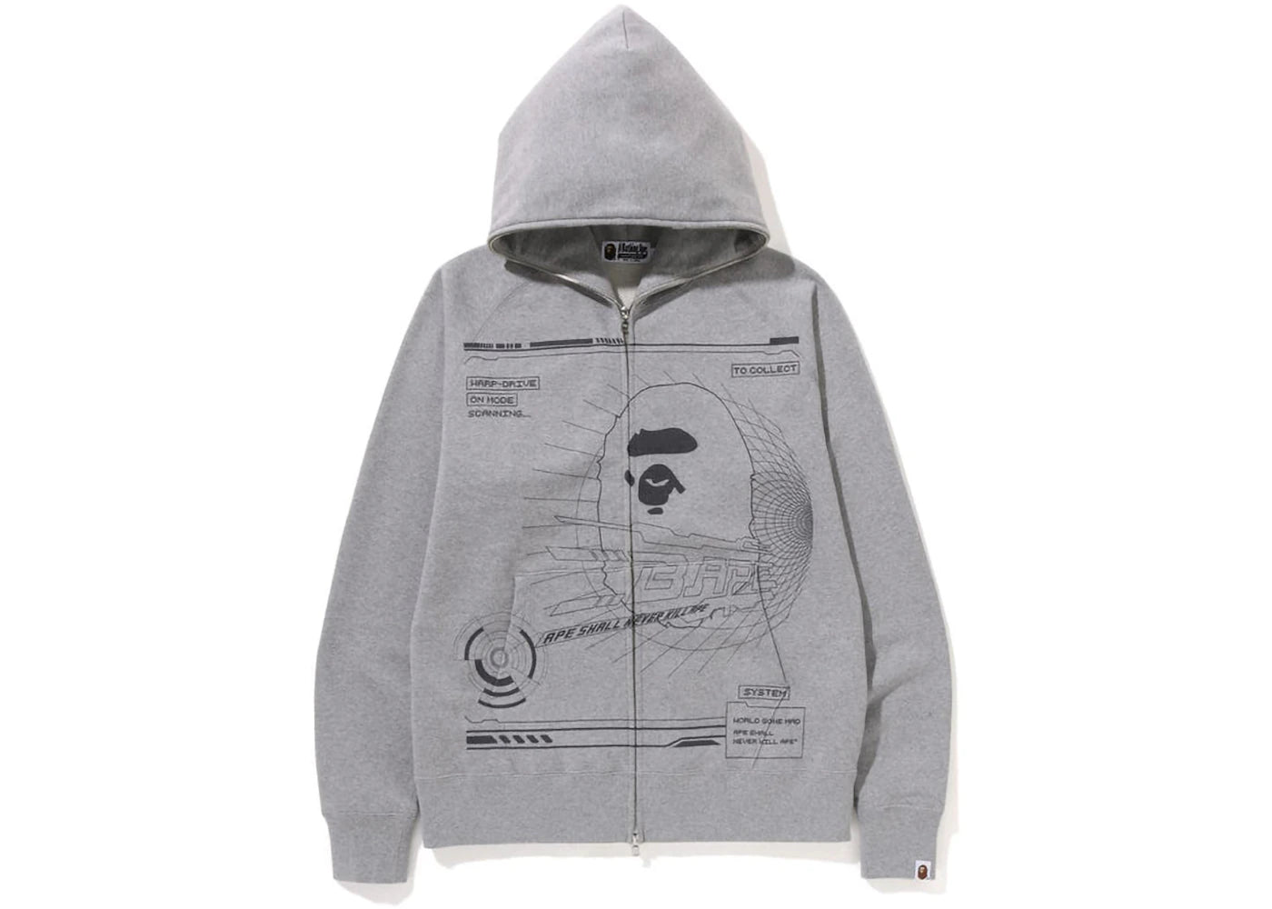 BAPE To Collect Overprinted Full Zip Hoodie Grey