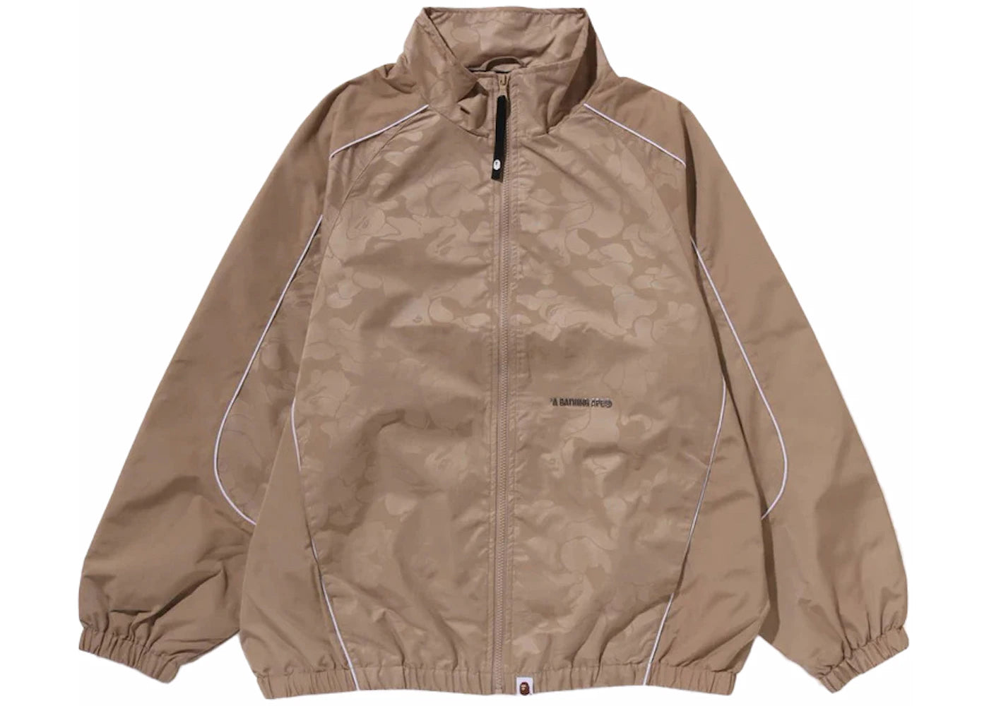 BAPE Tonal Solid Camo Metal Logo Pin Track Jacket Beige