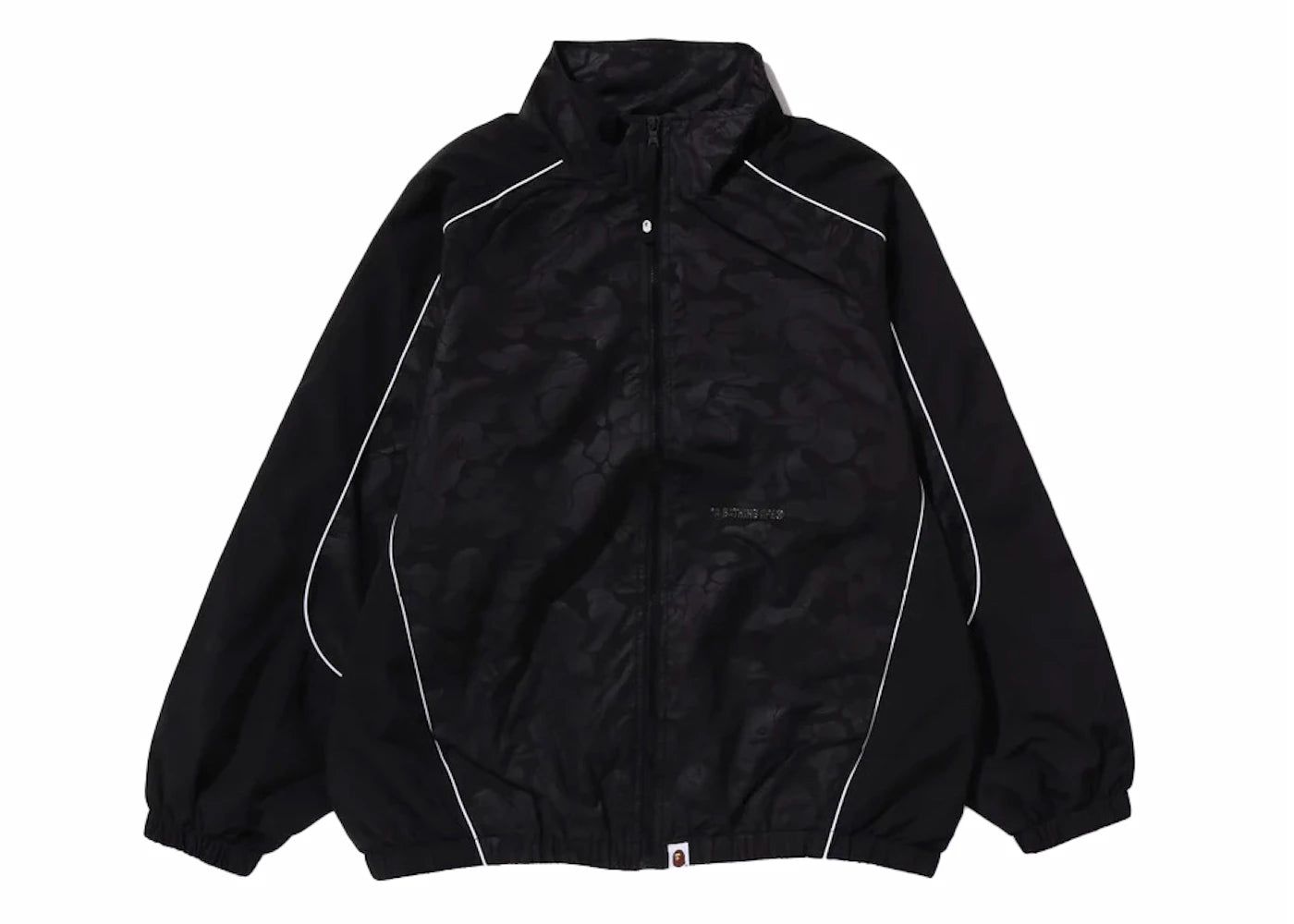 BAPE Tonal Solid Camo Metal Logo Pin Track Jacket Black