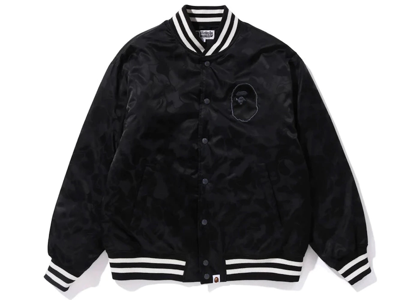 BAPE Tonal Solid Camo Padded Varsity Jacket Black