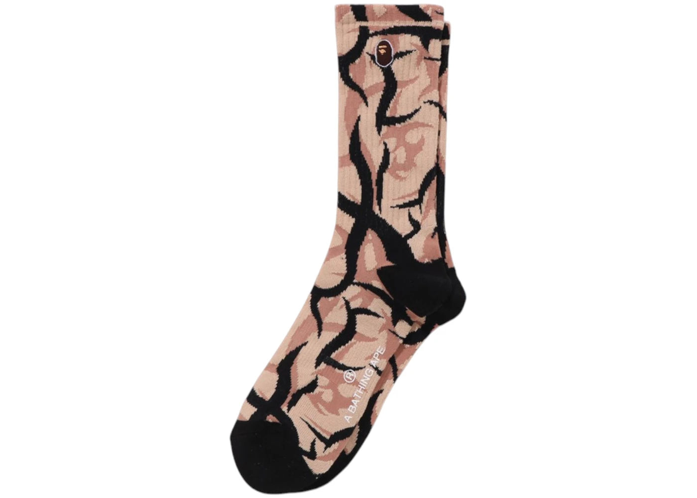 BAPE Trial Camo Ape Head One Point Socks Beige