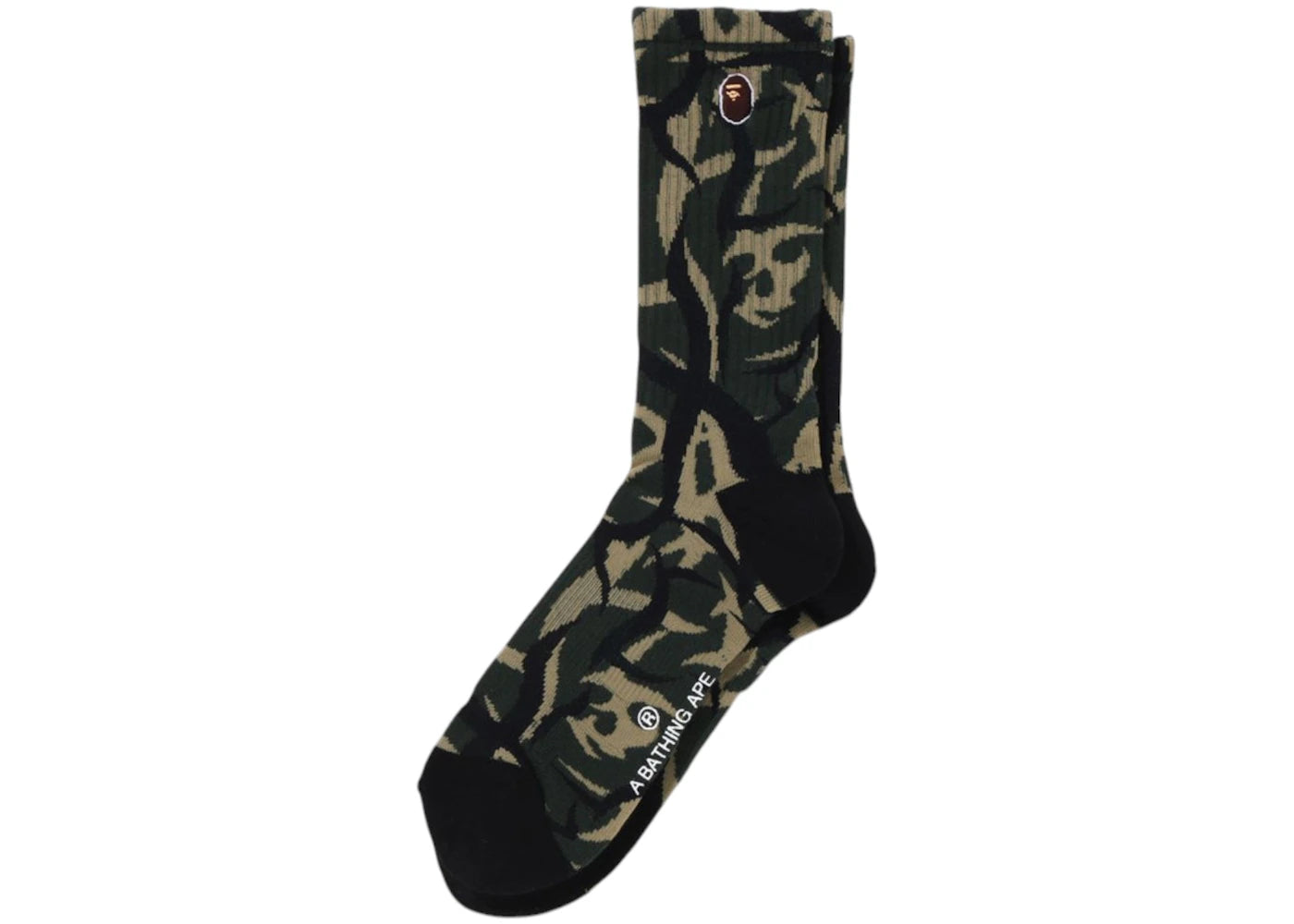 BAPE Trial Camo Ape Head One Point Socks Green