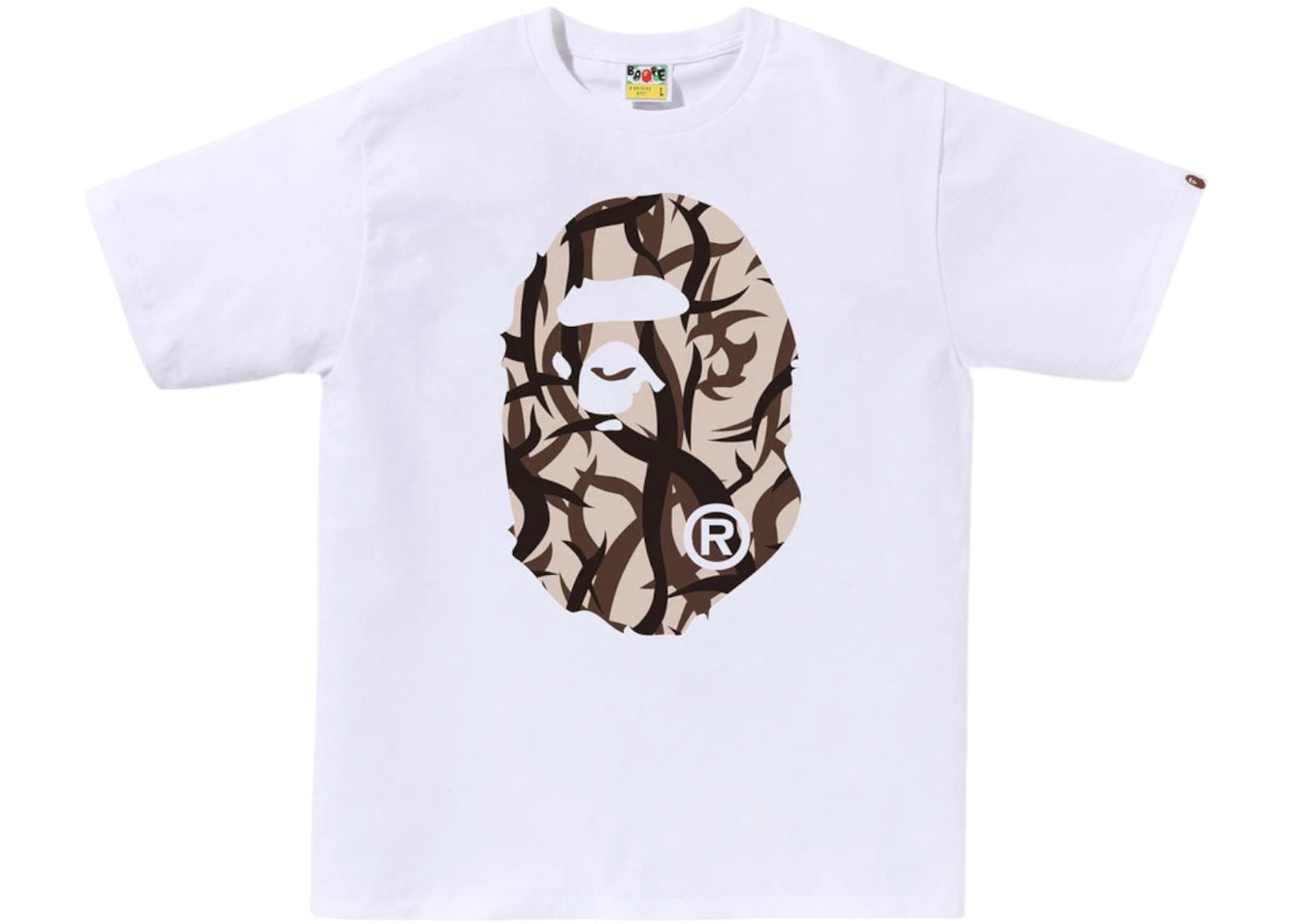 BAPE Trial Camo Big Ape Head Tee White/Beige